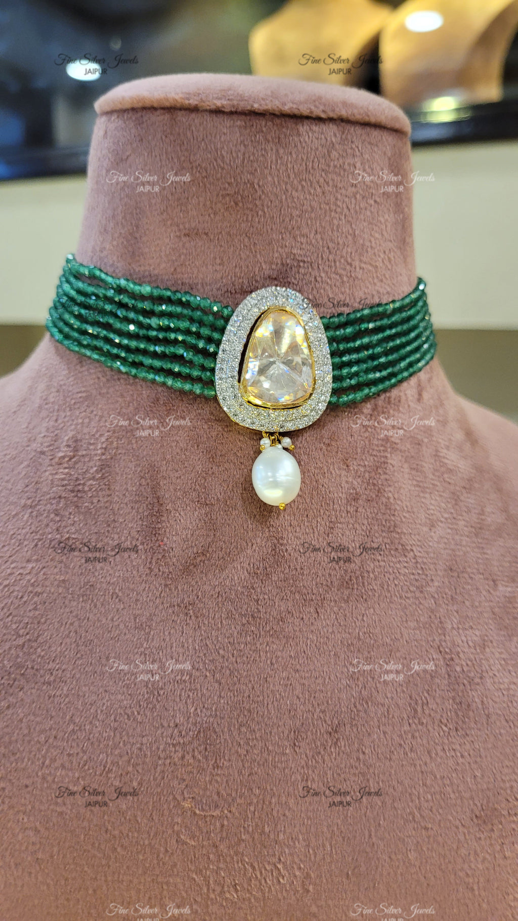 GREEN DELICATE NECKLACE finesilverjewels