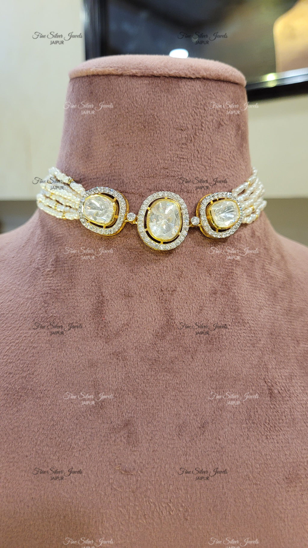 92.5 silver Raavi polki choker finesilverjewels