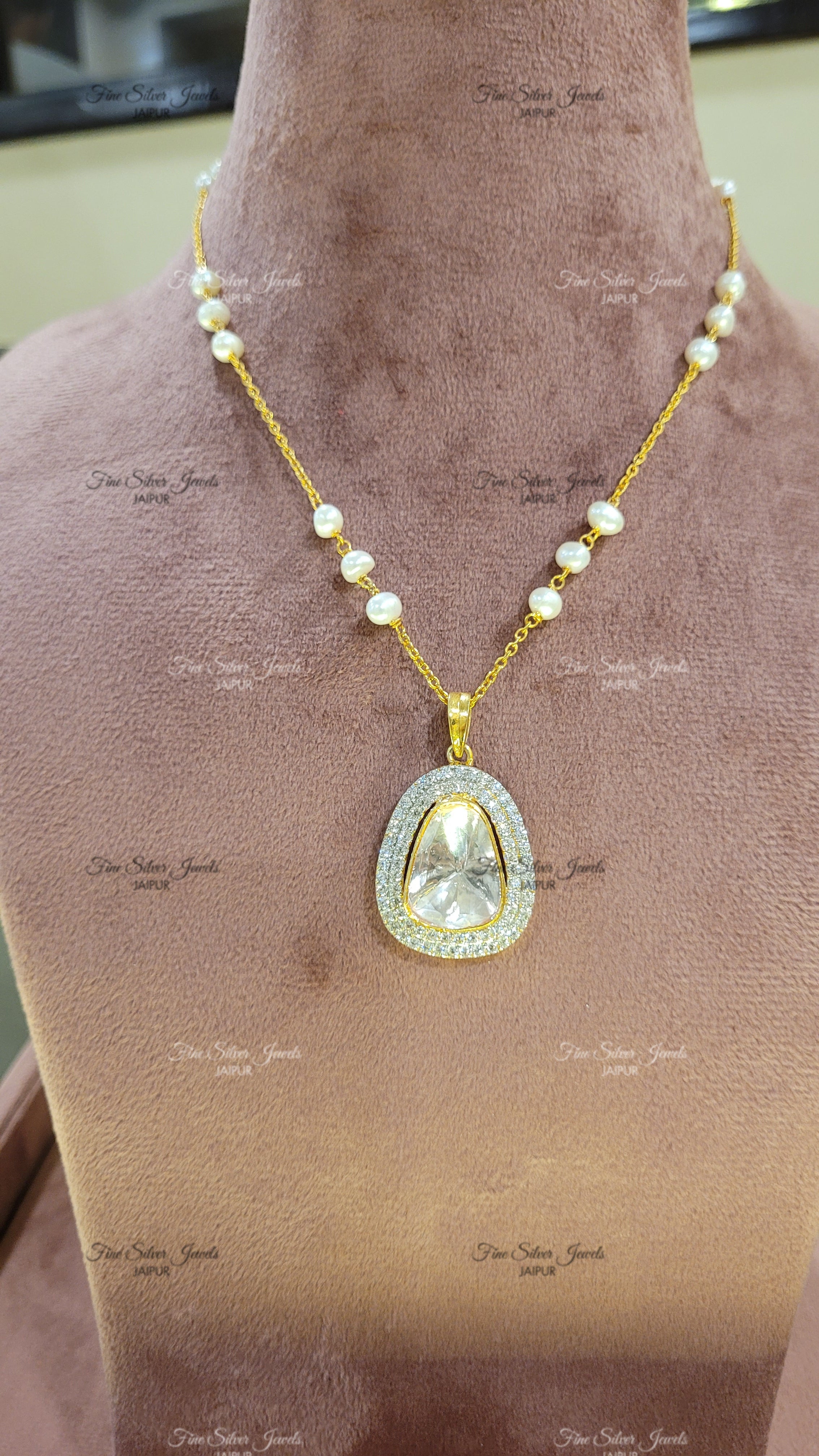 MASAYA MOISSANITE POLKI PENDANT finesilverjewels