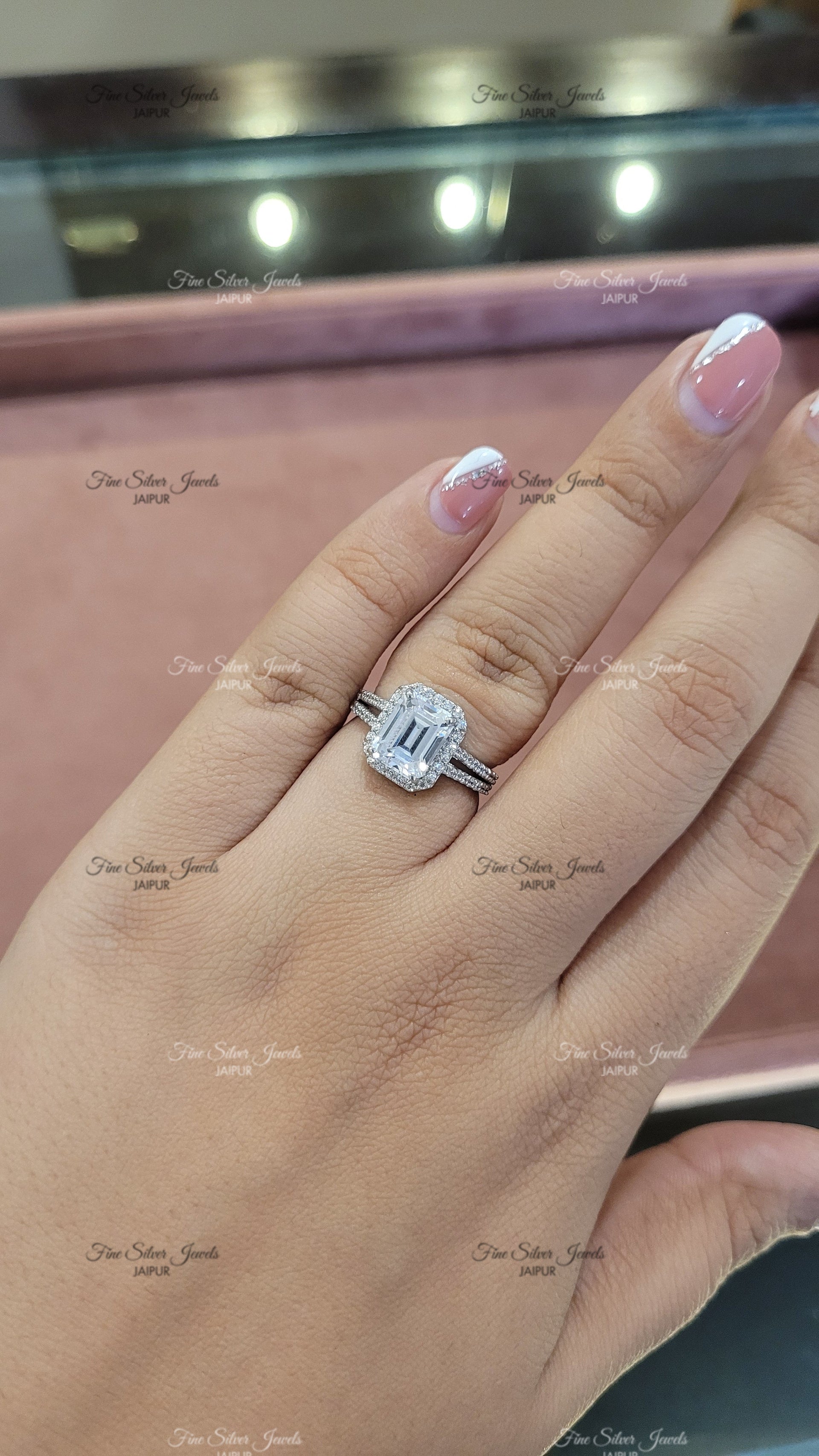 EMERALD CUT SOLITAIRE RING finesilverjewels