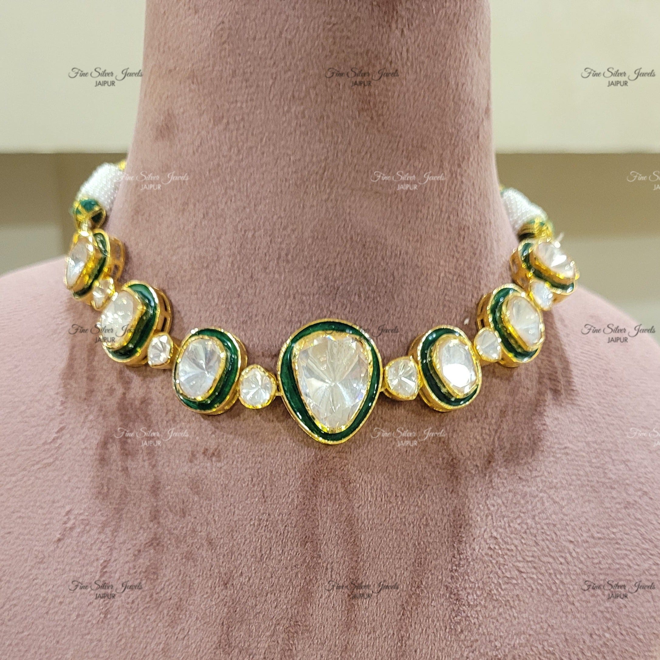 NAYRA POLKI MEENA NECKLACE finesilverjewels