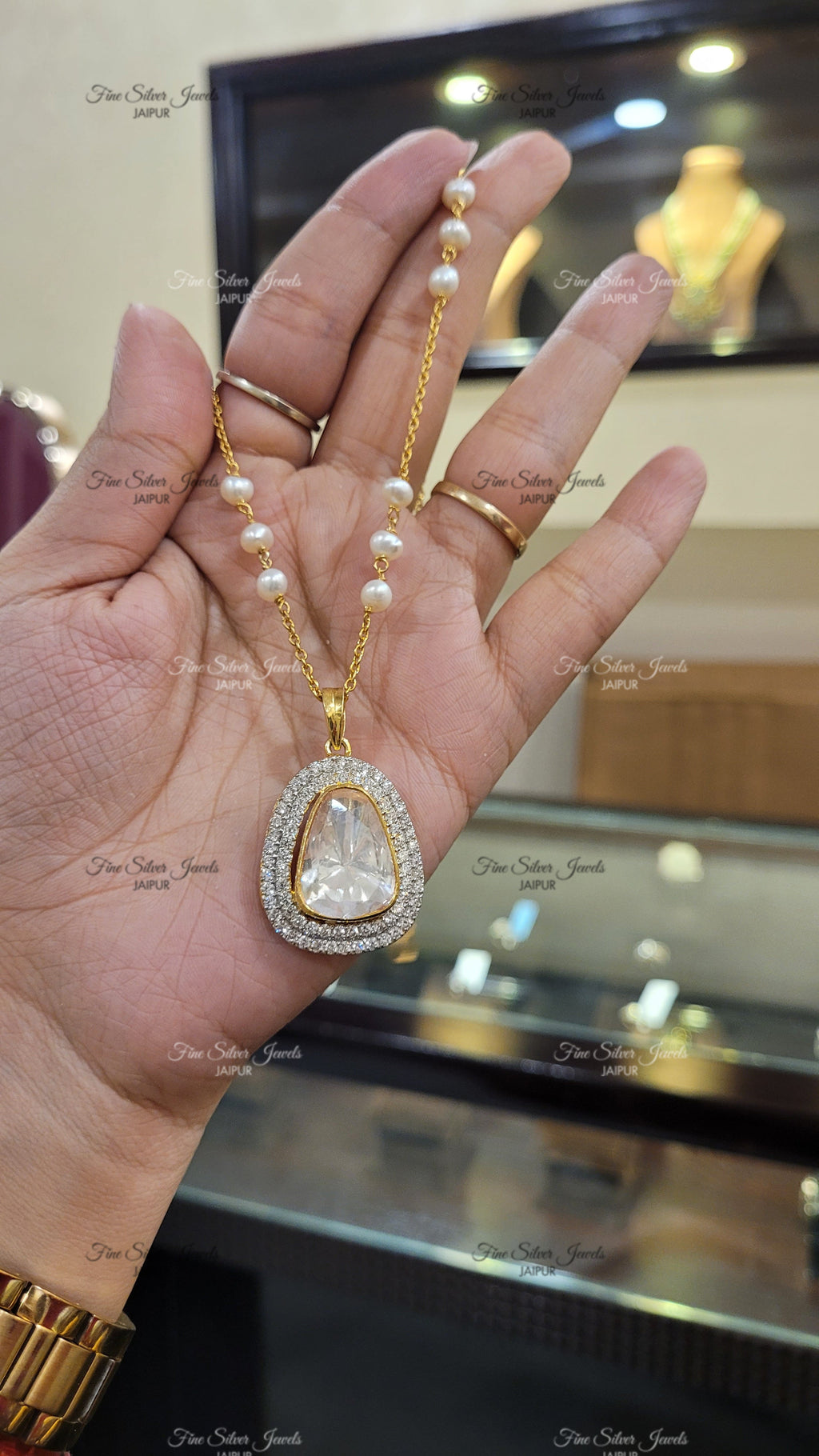 MASAYA MOISSANITE POLKI PENDANT finesilverjewels