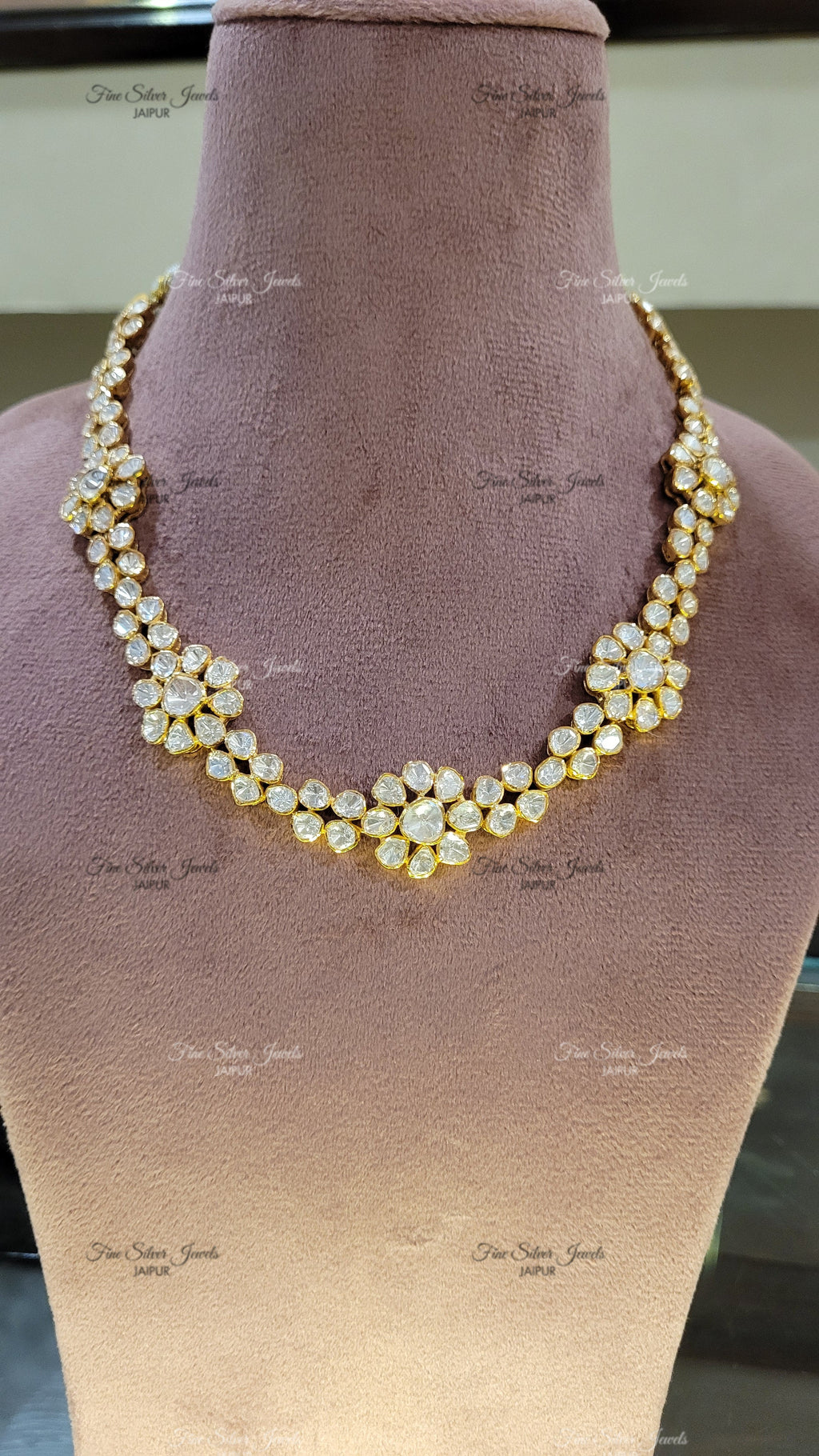 FLORAL POLKI NECKLACE finesilverjewels