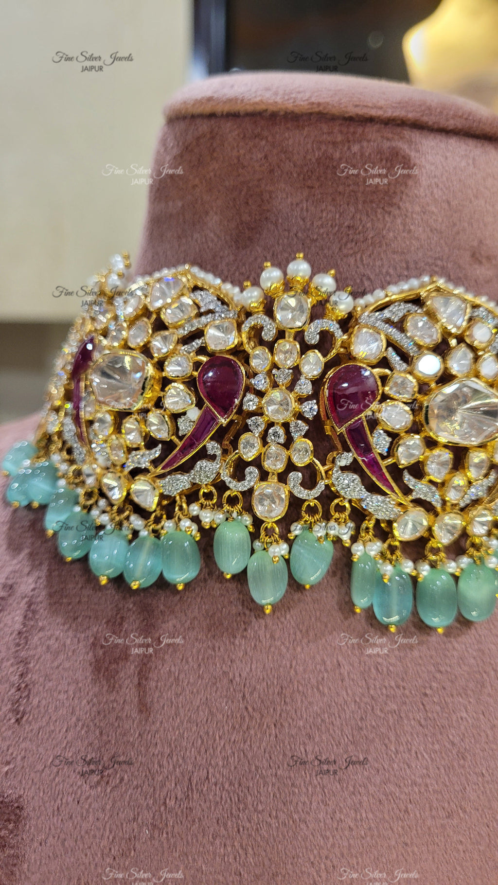 PADMAKSHYA POLKI CHOKER NECKLACE finesilverjewels