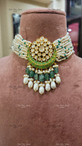 92.5 silver Kamya pearl choker in Green finesilverjewels