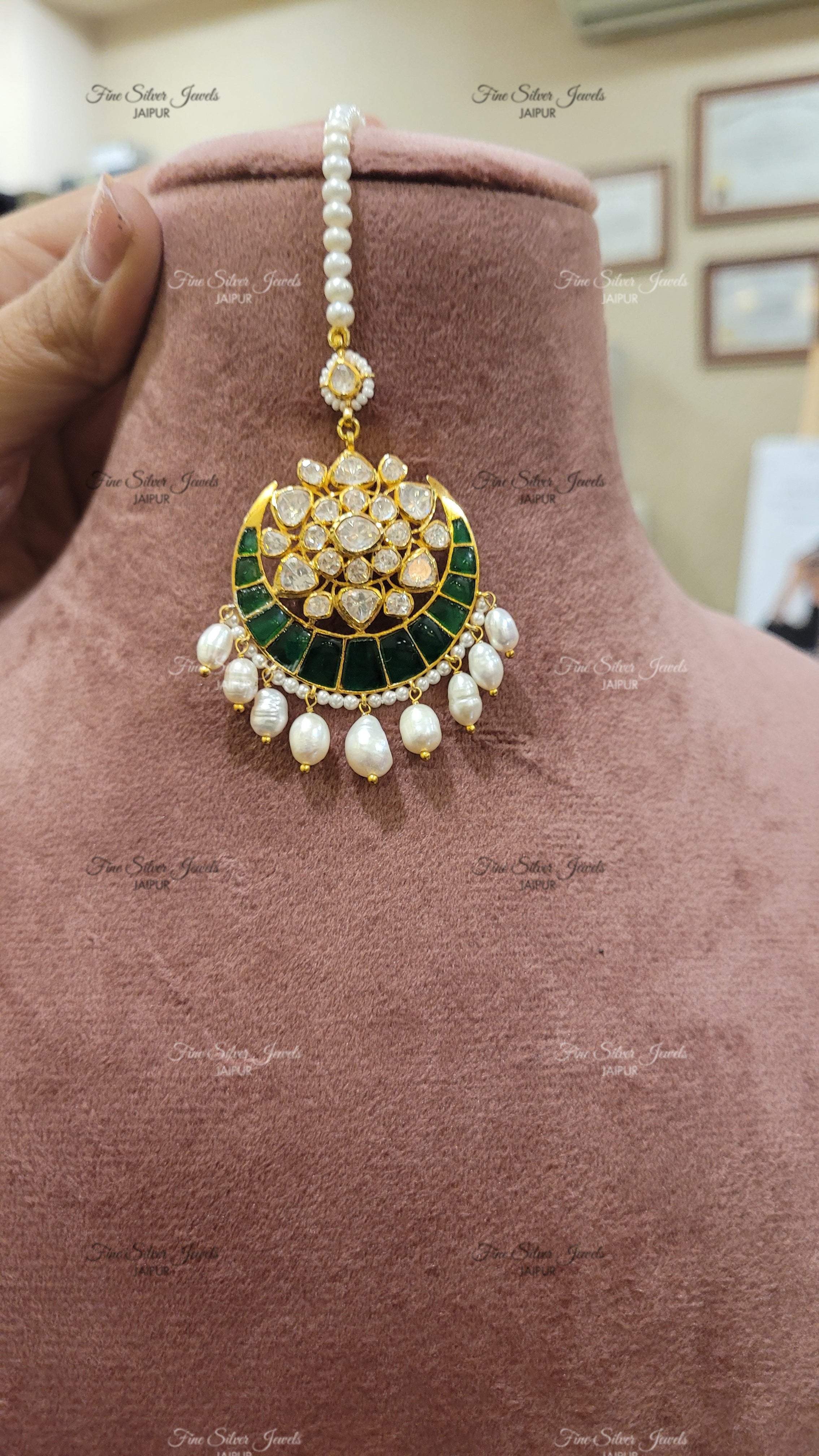 MEENA POLKI MANGTIKKA finesilverjewels