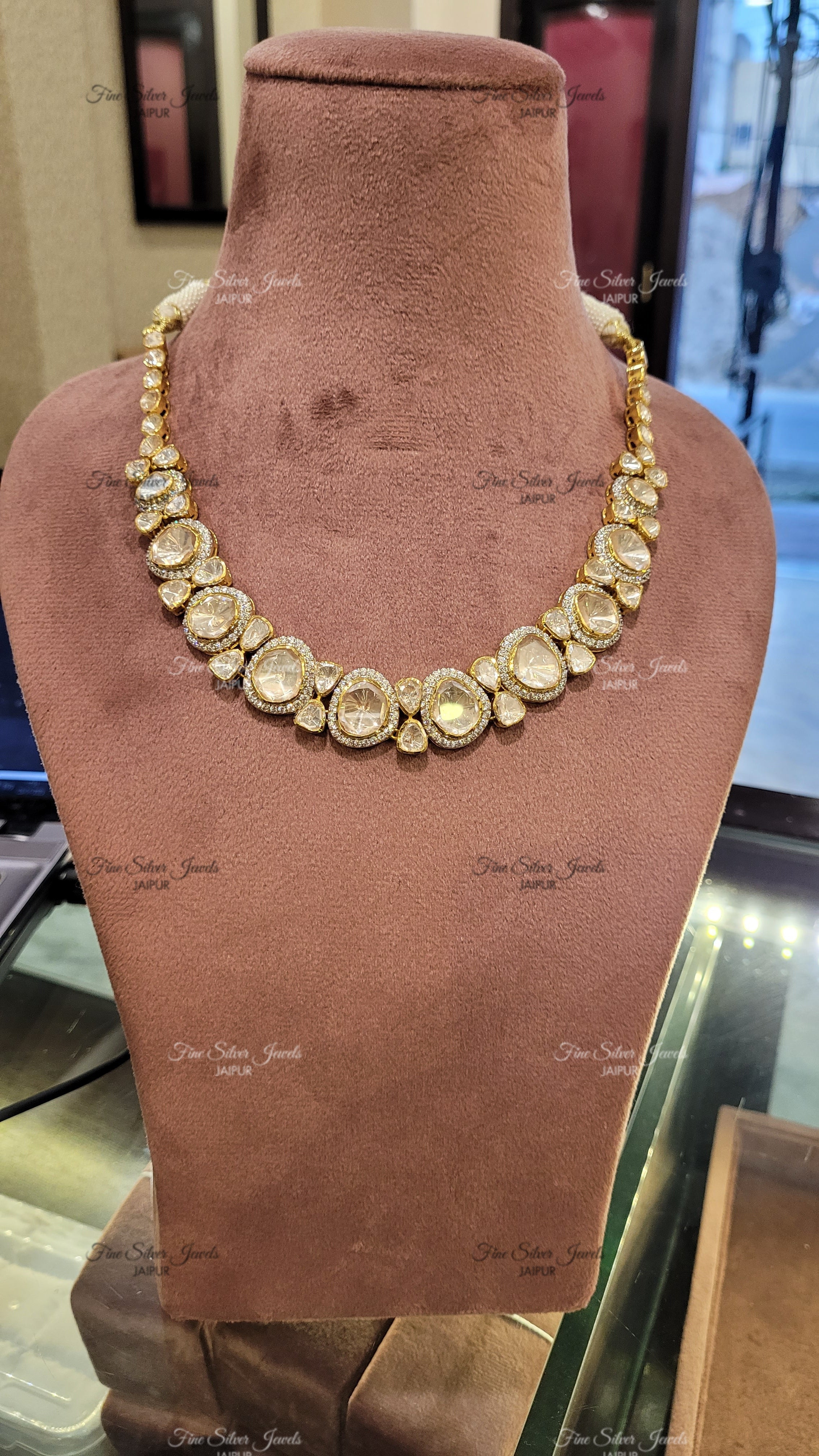 SINGLE LINE POLKI NECKLACE finesilverjewels