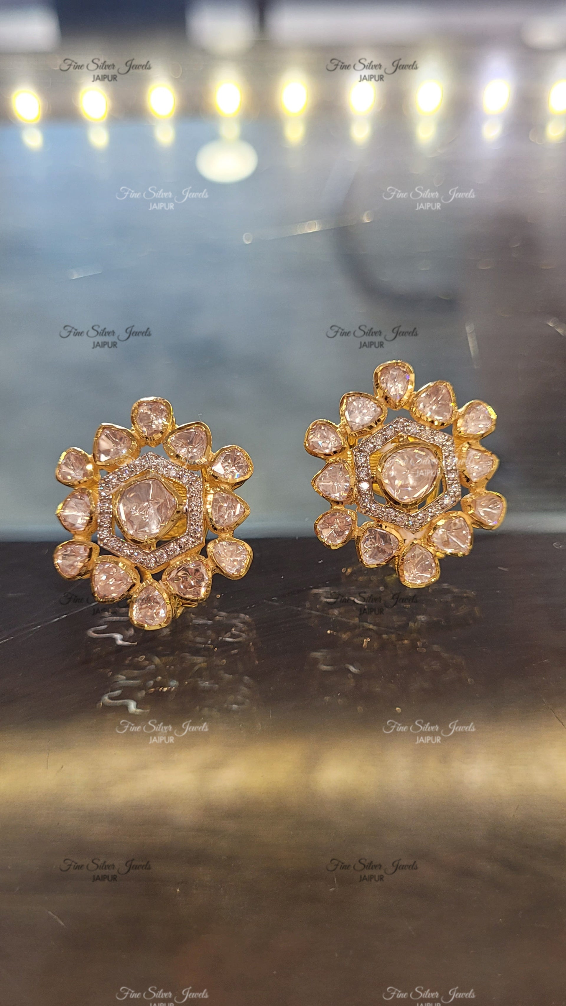 RABIYA POLKI STUD EARRING finesilverjewels