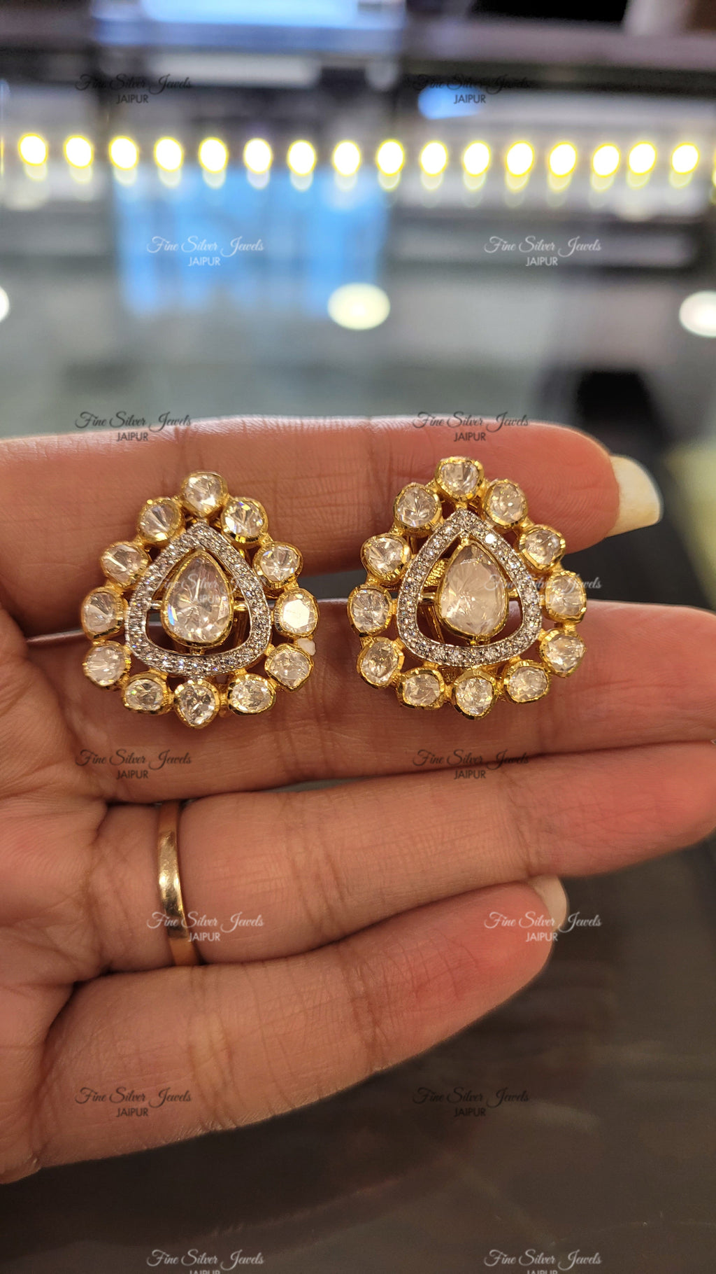 KANKASH POLKI STUD EARRING finesilverjewels