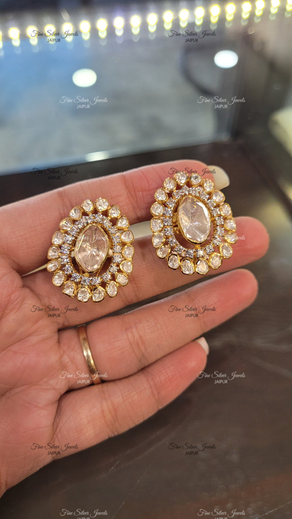 925 silver MARWA POLKI STUD EARRING finesilverjewels