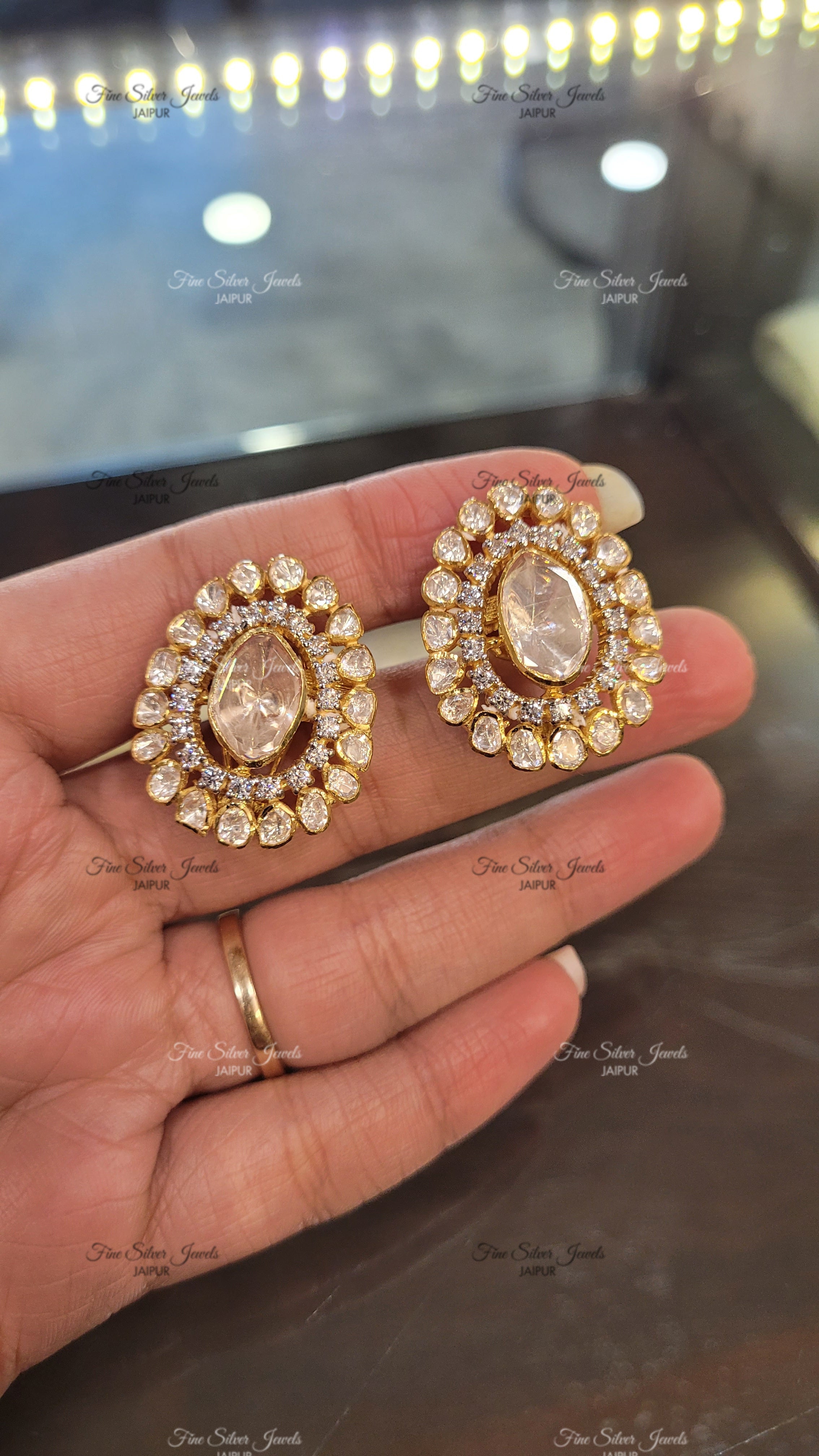925 silver MARWA POLKI STUD EARRING finesilverjewels