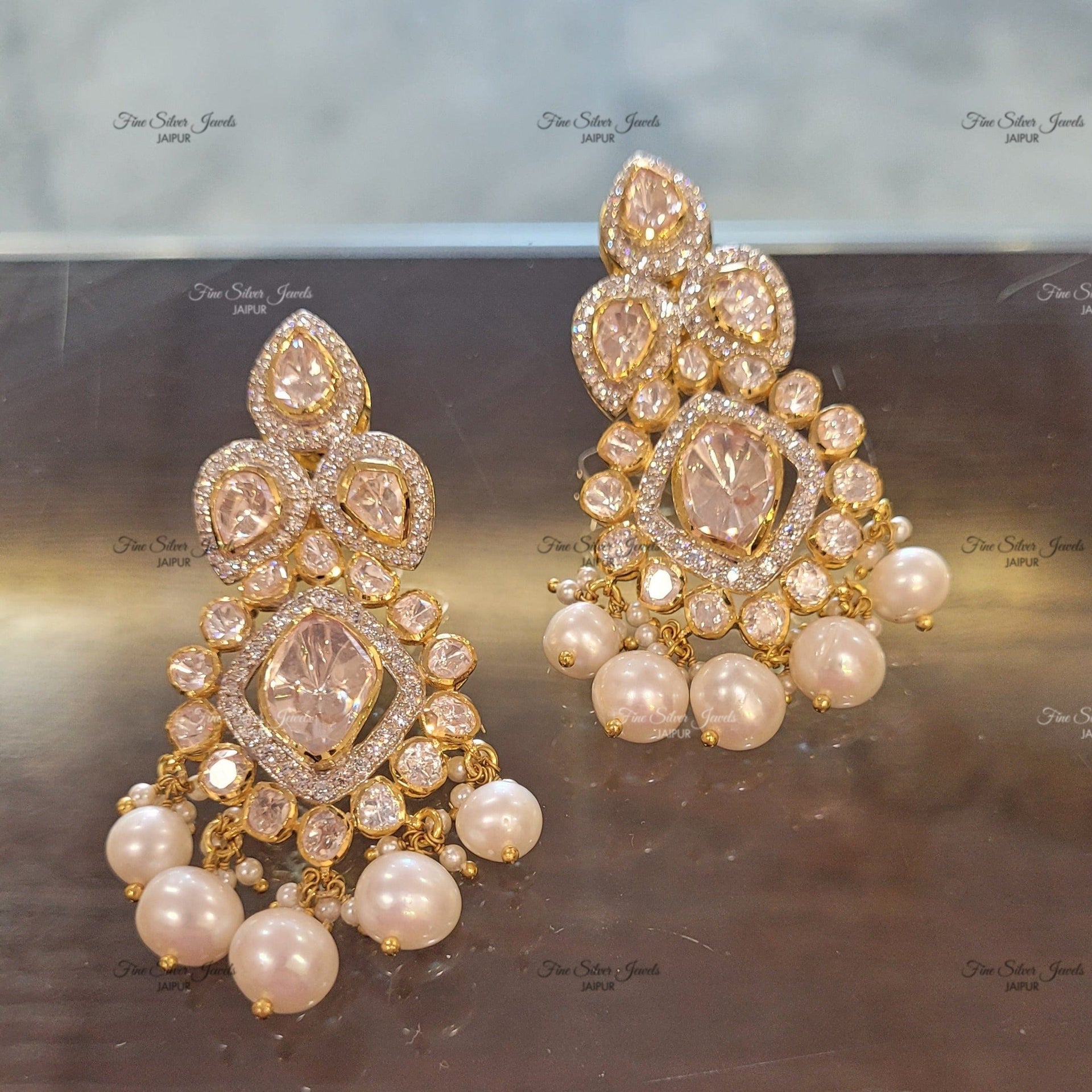 925 silver Gul Polki Earrings finesilverjewels