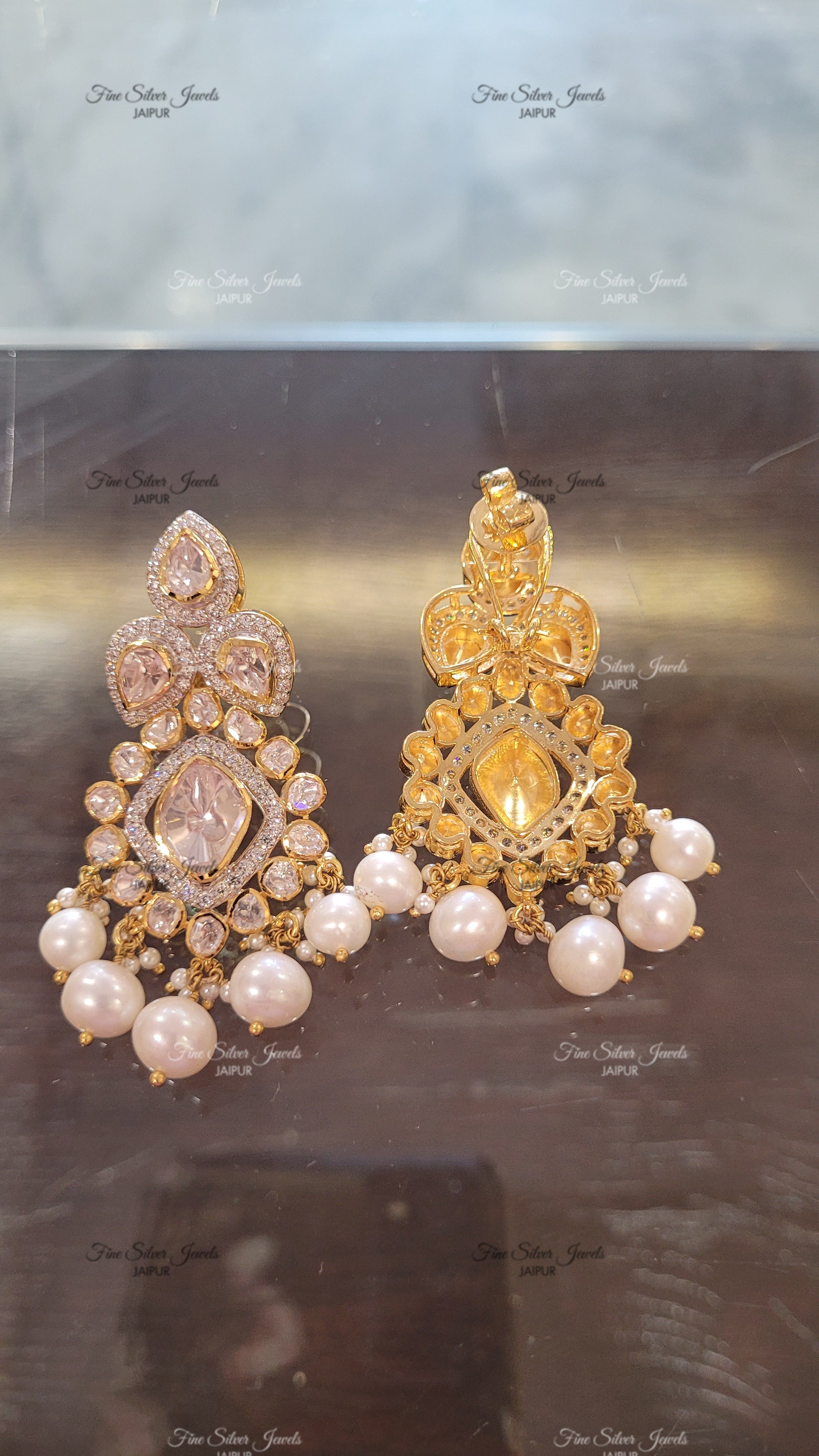 925 silver Gul Polki Earrings finesilverjewels