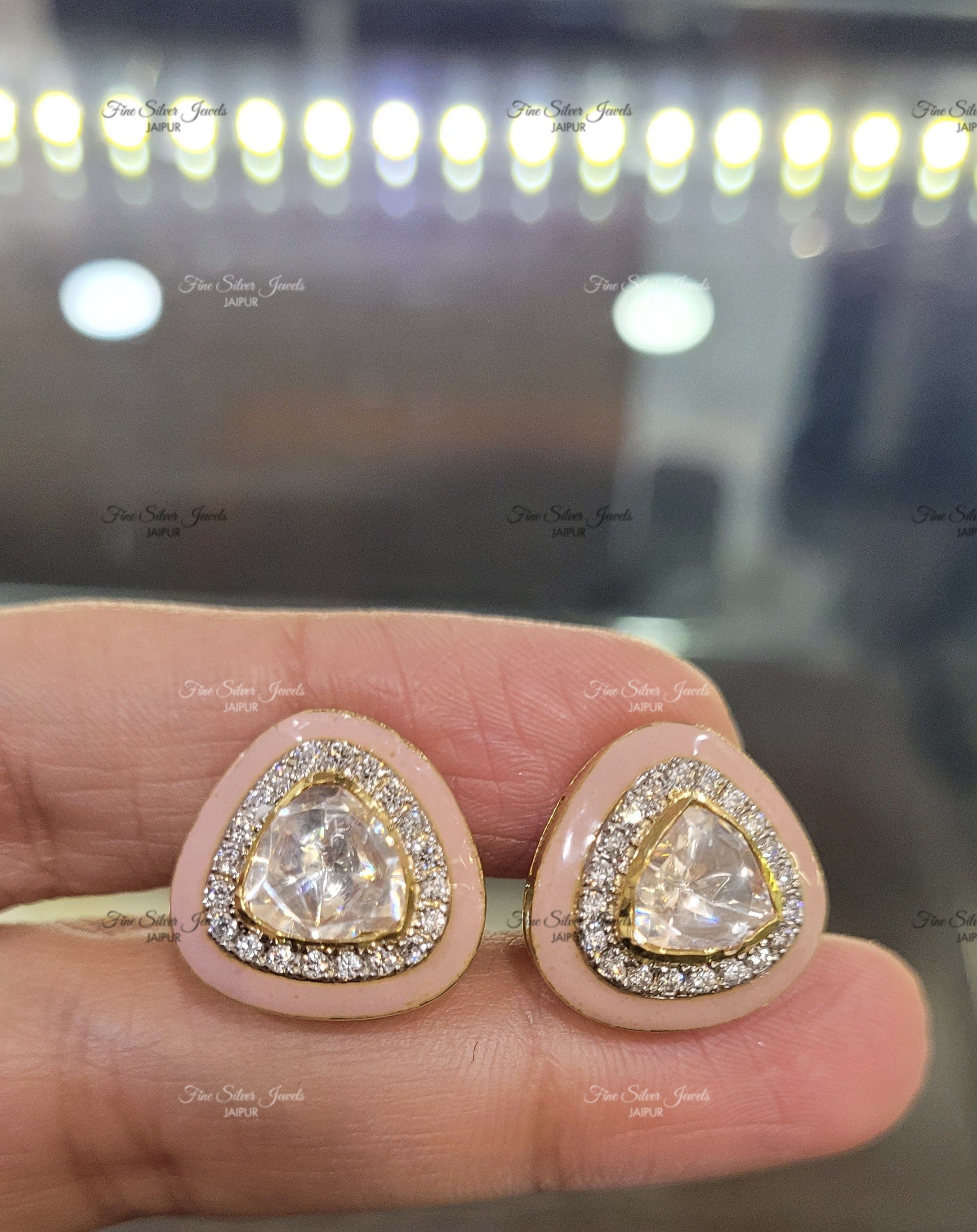 ENAMEL POLKI EARRINGS finesilverjewels