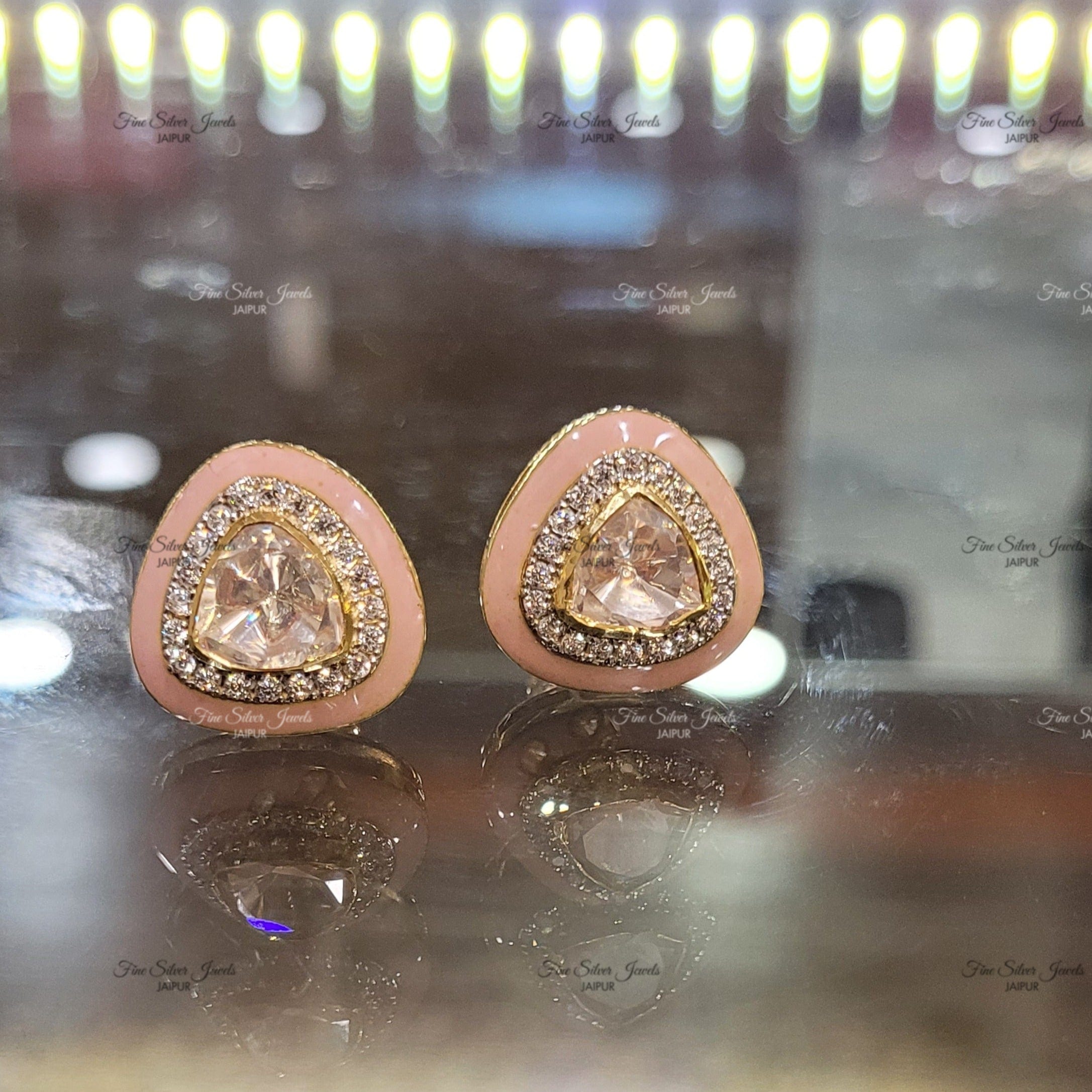 ENAMEL POLKI EARRINGS finesilverjewels