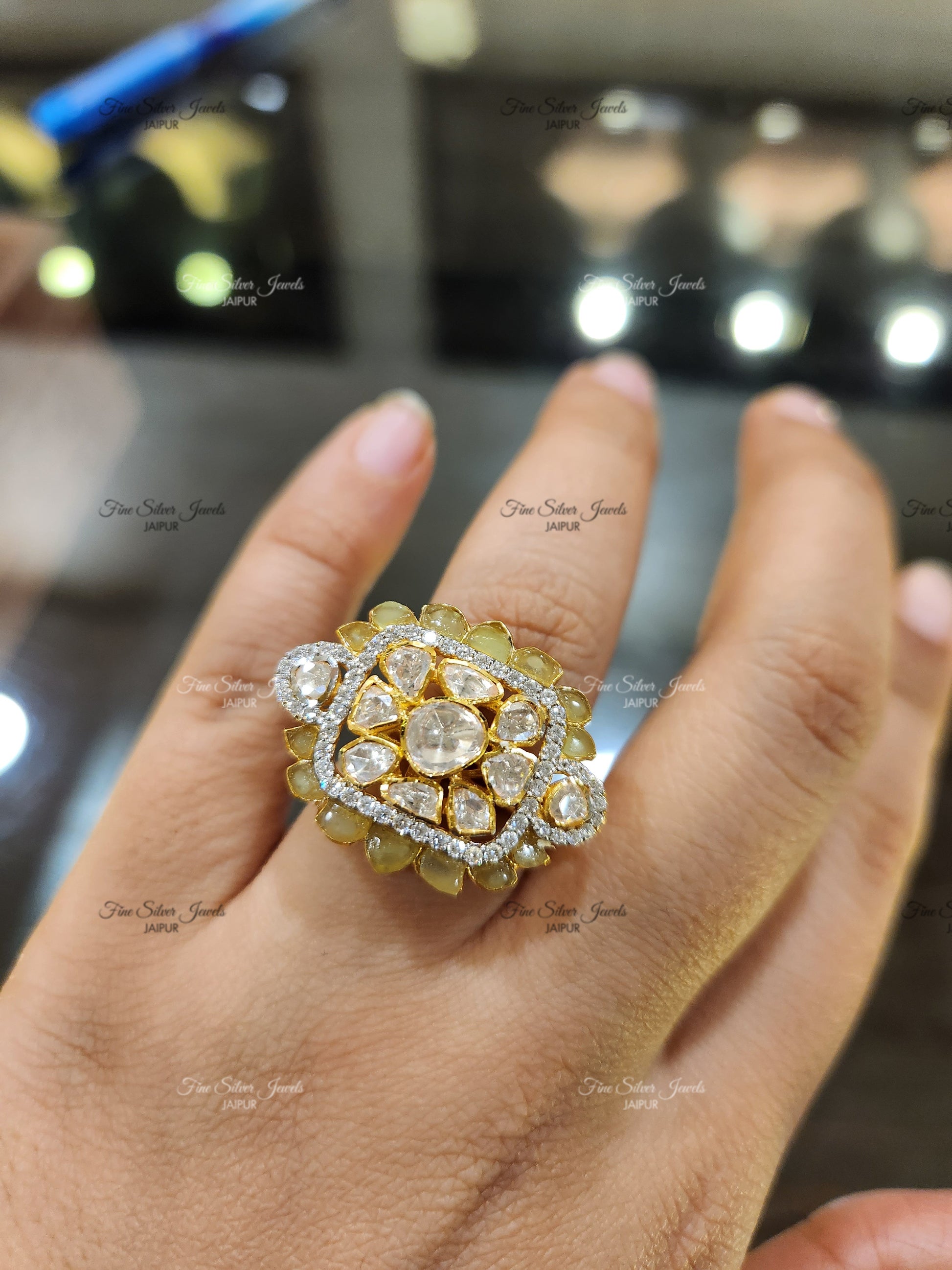 silver-juwels Buy 925 silver shloka polki ring Online in India | Fine Silver Jewels