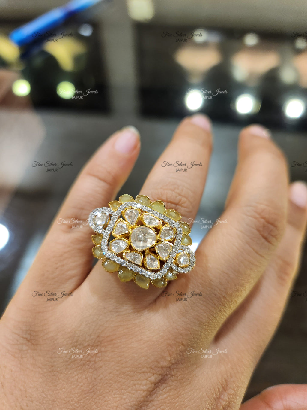 925 silver shloka polki ring finesilverjewels