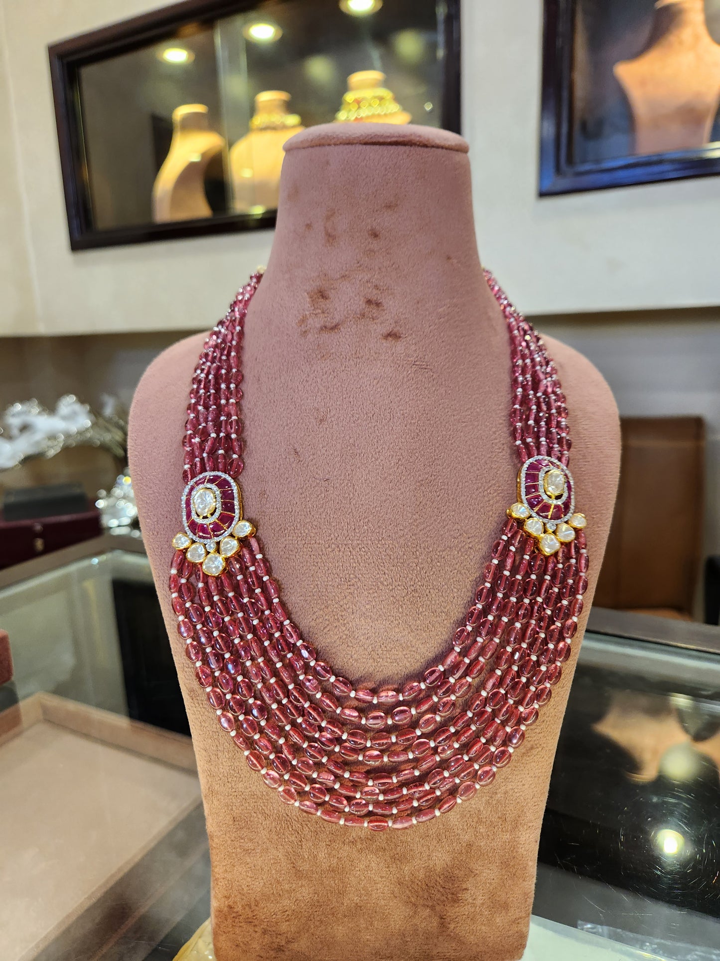 Ruby Beads Pendant Set