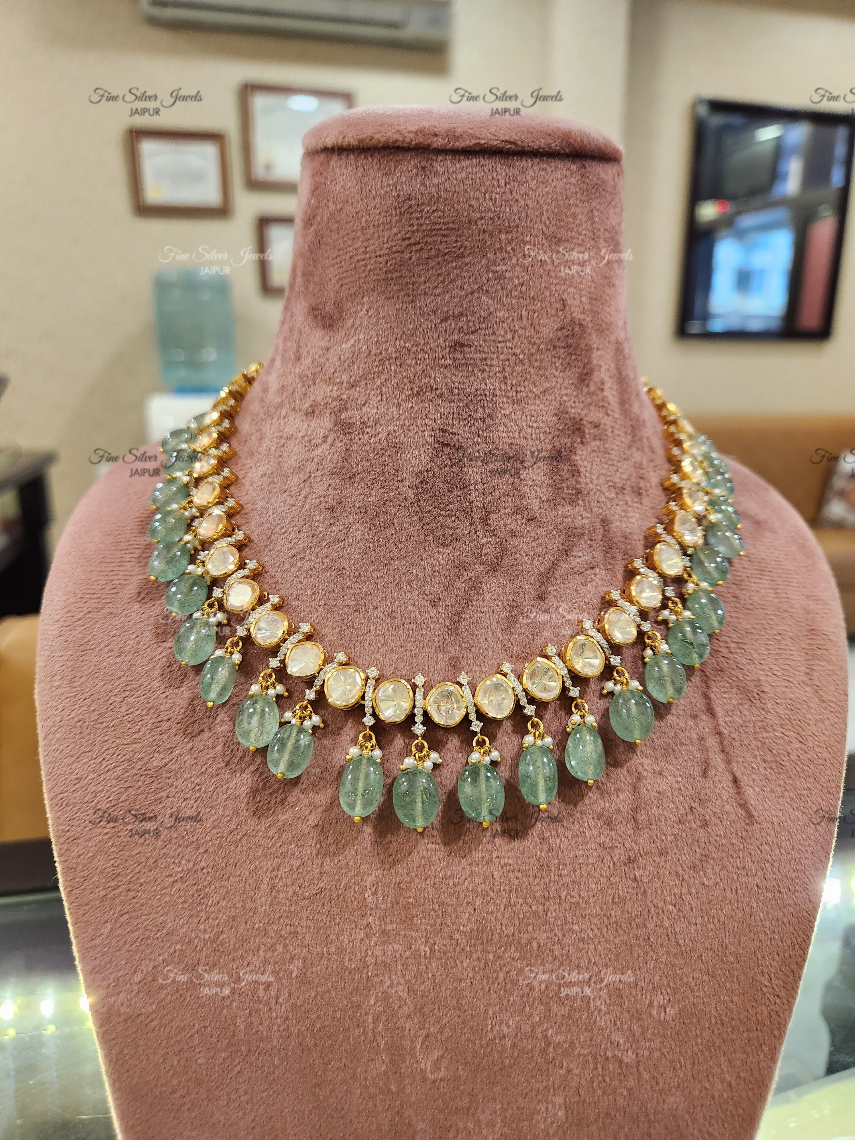 925 silver polki necklace finesilverjewels