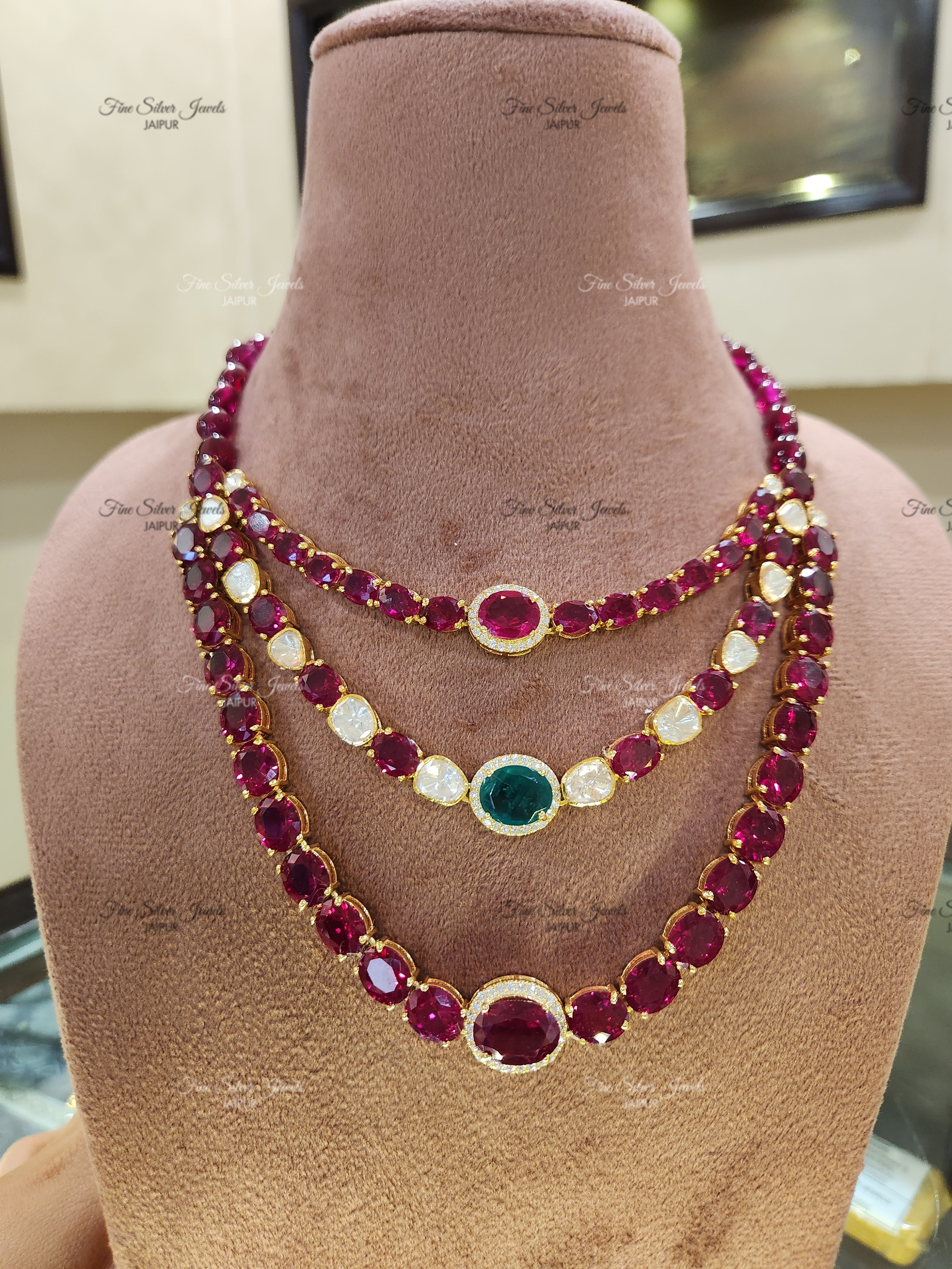 925 silver Dhara Polki Necklace finesilverjewels