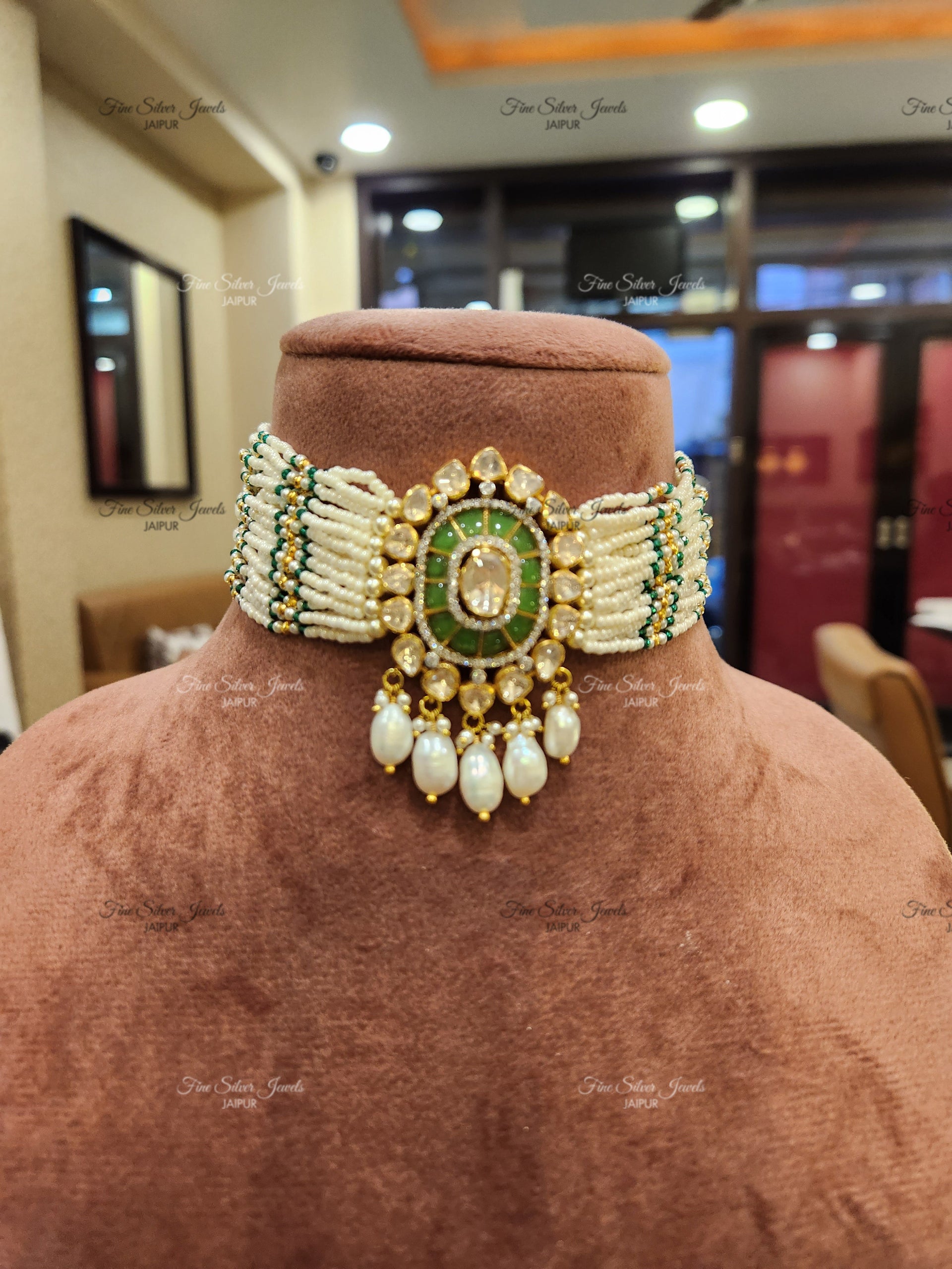 925 silver ruban polki choker finesilverjewels