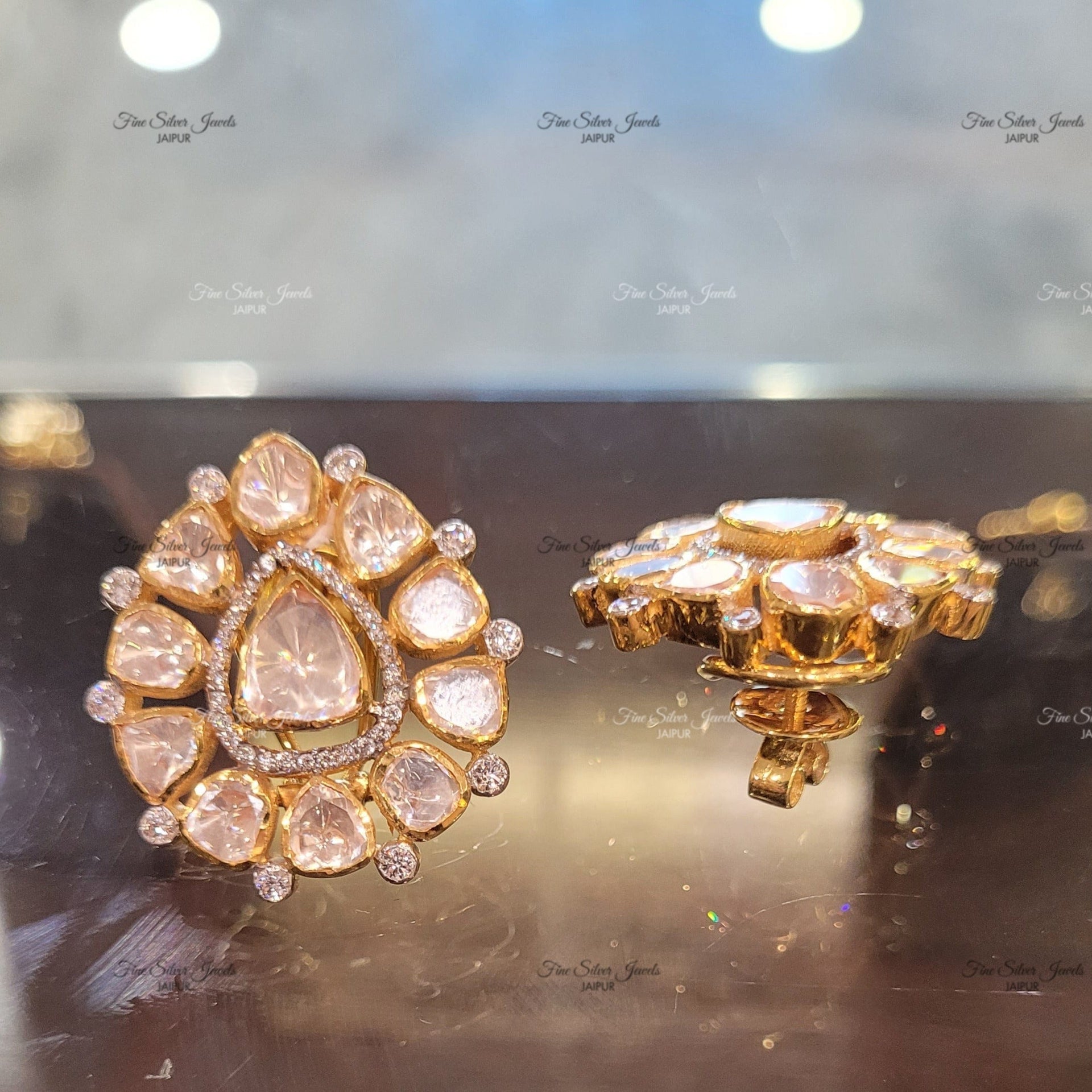 925 Silver Raag Polki Earrings finesilverjewels