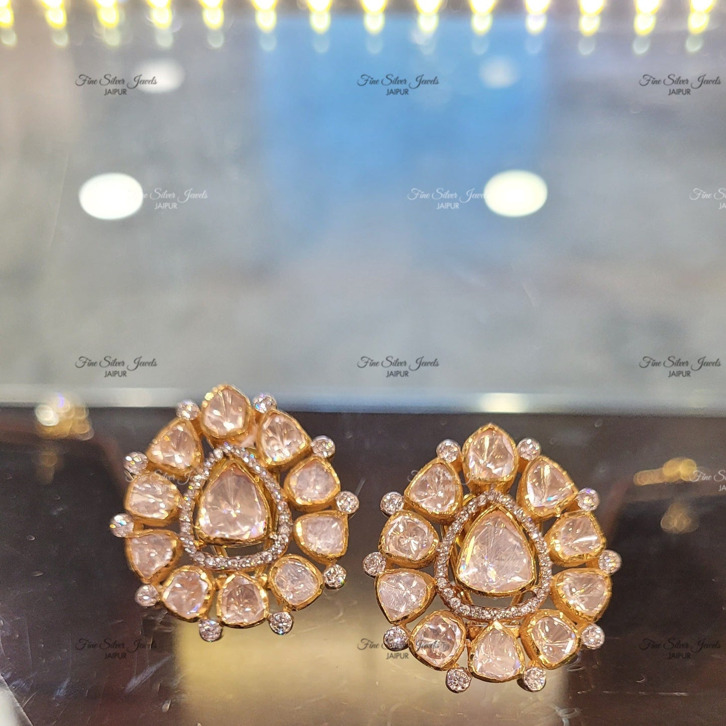 925 Silver Raag Polki Earrings - Main Image