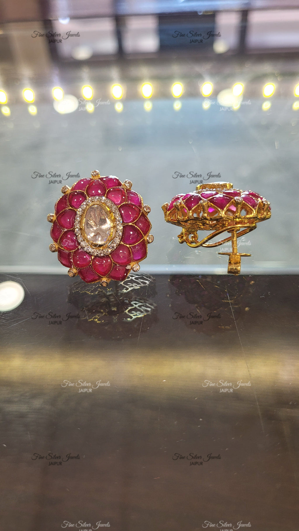 925 Silver Noor Polki Earrings finesilverjewels