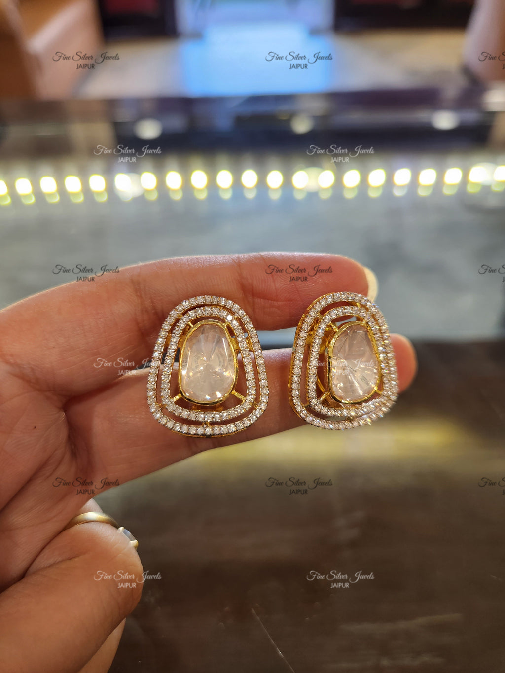 925 silver Vaani Polki Earrings finesilverjewels
