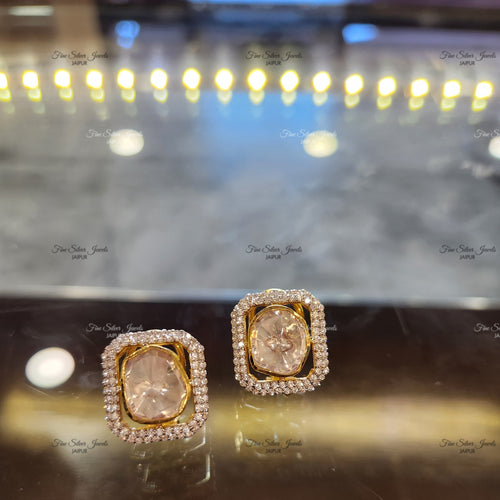 925 Silver Raag Polki Earrings finesilverjewels