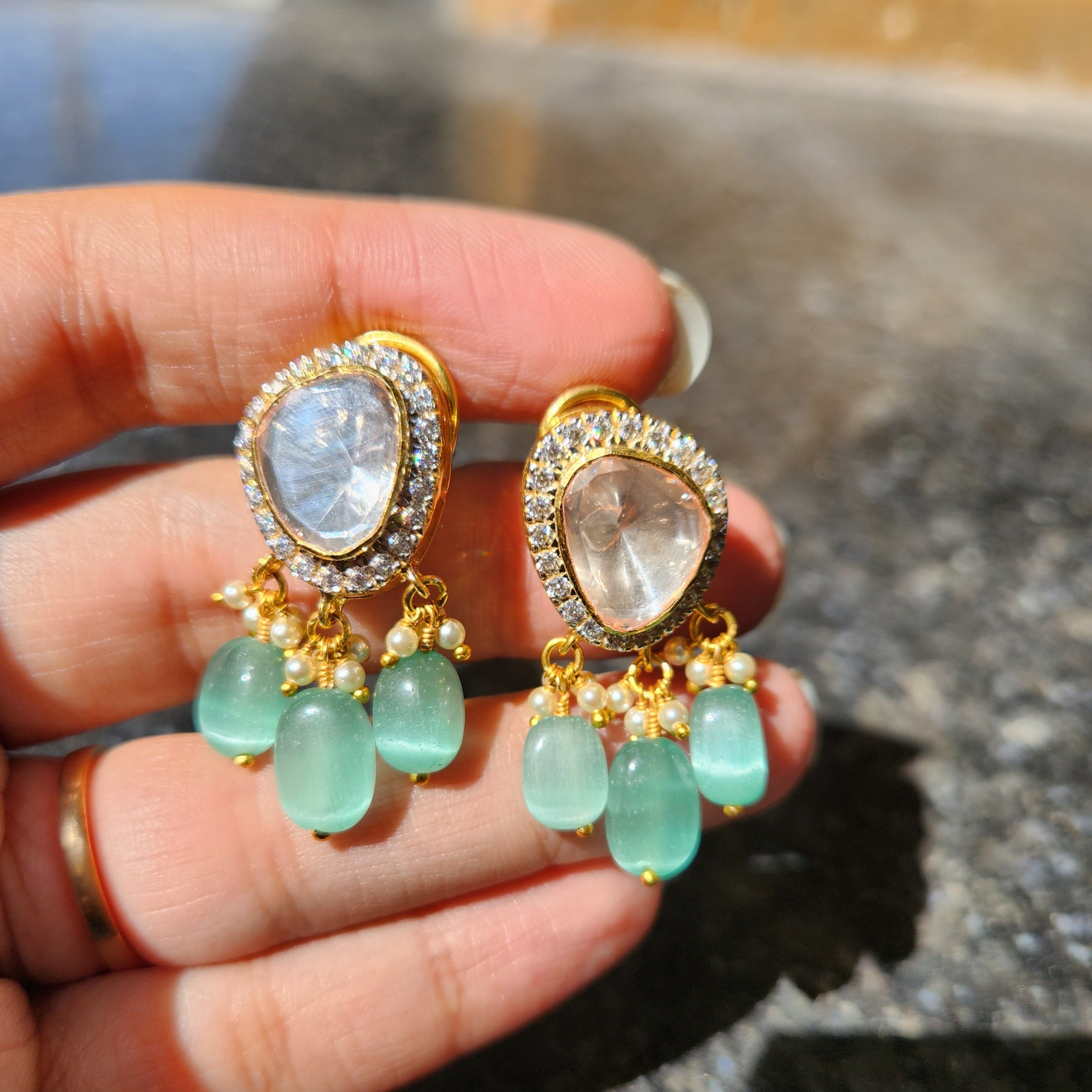 Elegant Tear Drop Earrings - South India Jewels