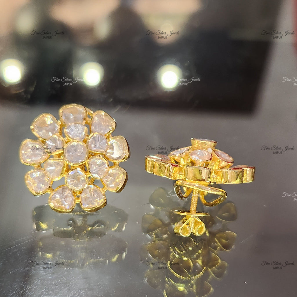 925 SILVER Divaa Polki Earrings finesilverjewels