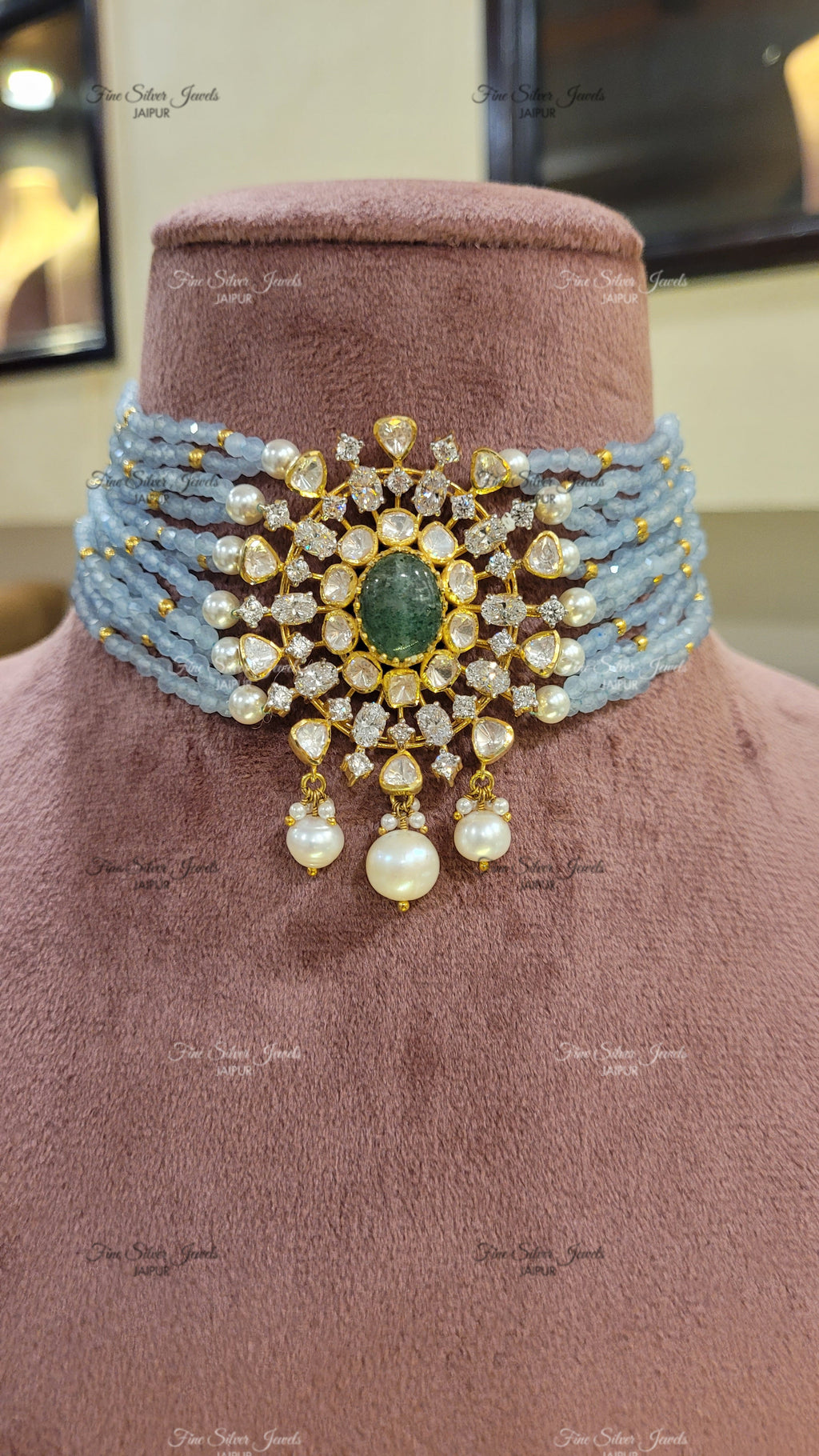 STATEMENT SUVASYA POLKI CHOKER NECKLACE finesilverjewels