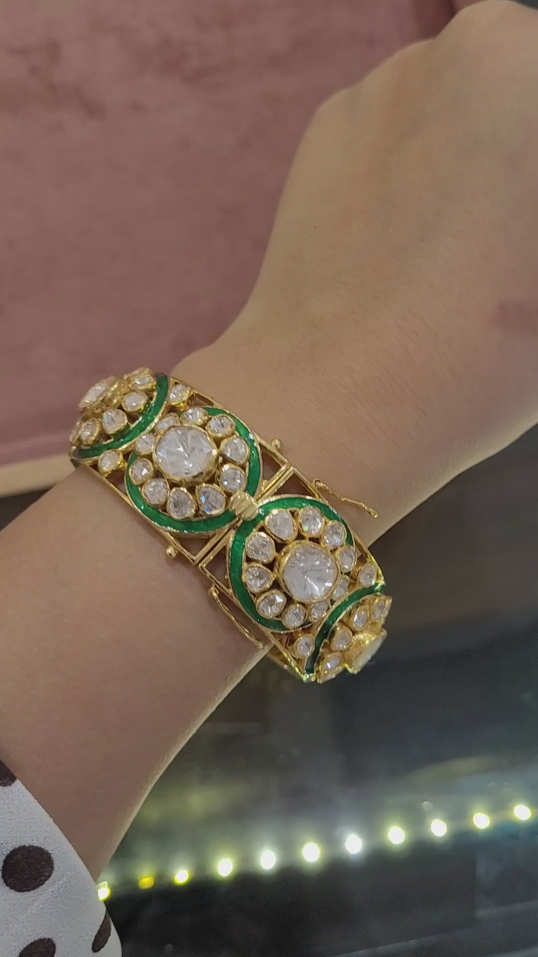 GREEN MEENA POLKI BANGLE