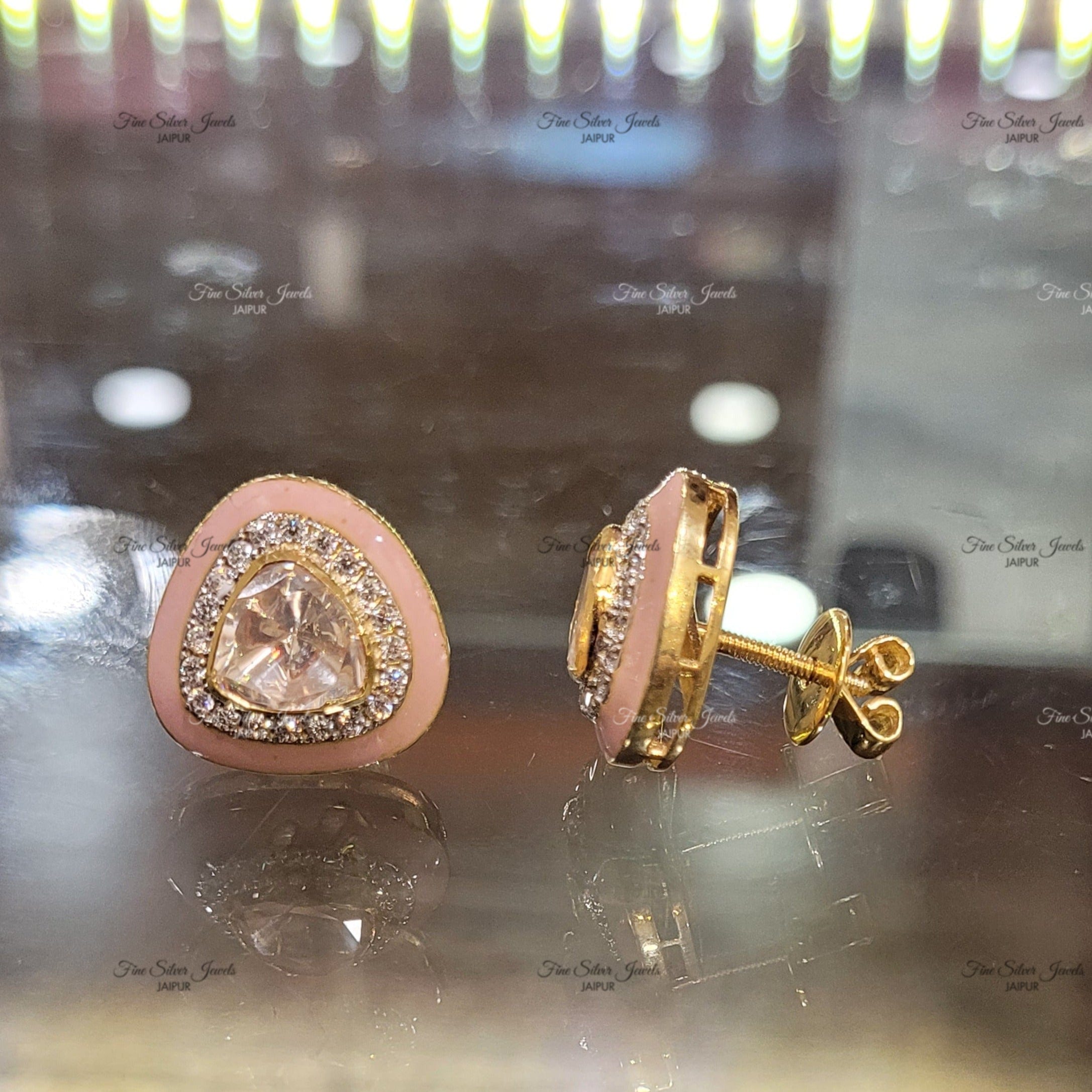 ENAMEL POLKI EARRINGS finesilverjewels