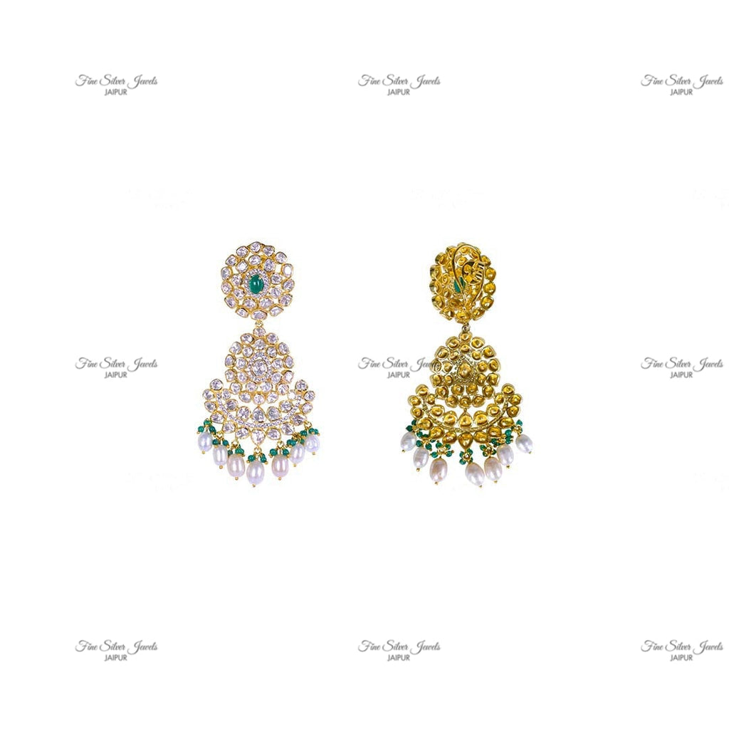 WEDDING POLKI CHANDBALI EARRINGS finesilverjewels