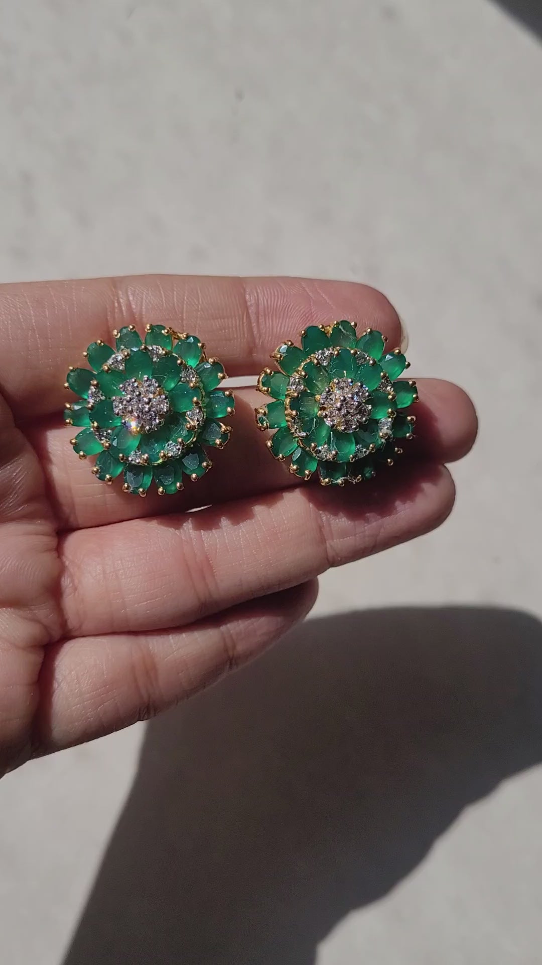 Geometric Green Onyx Earrings