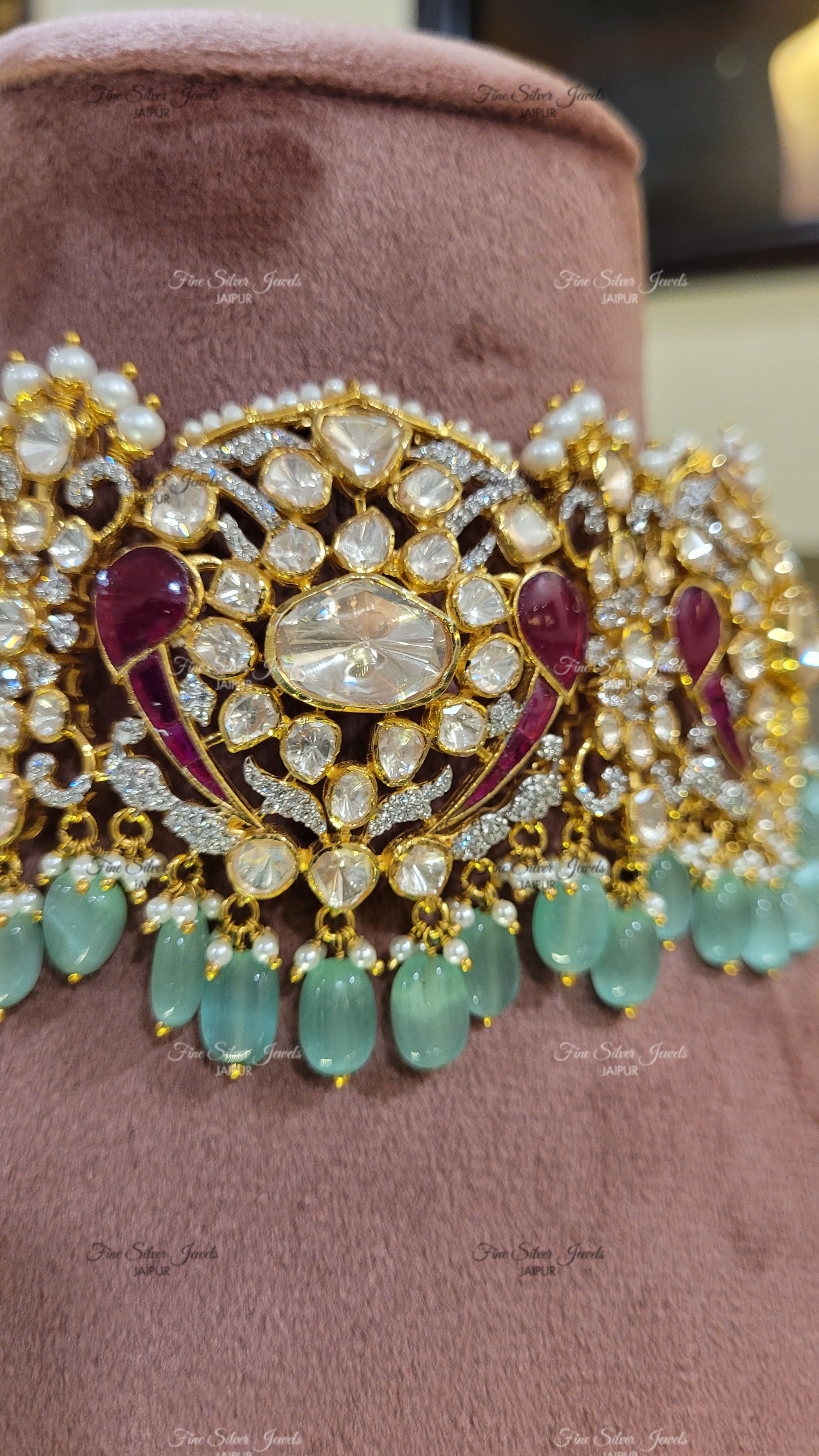 PADMAKSHYA POLKI CHOKER NECKLACE finesilverjewels