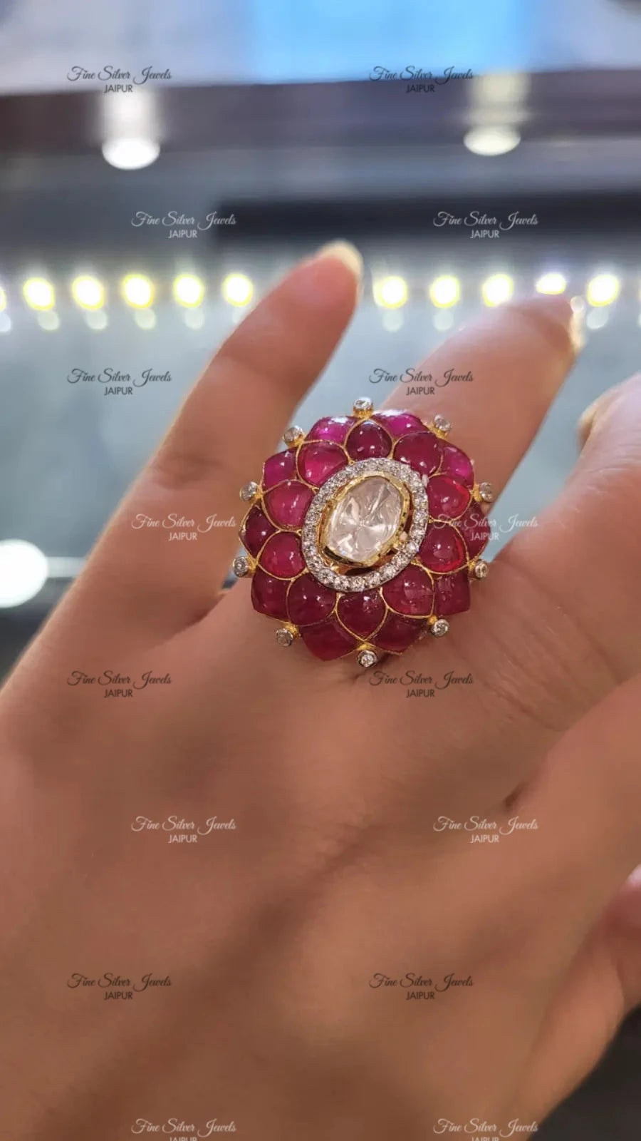 925 Silver Noor Polki Ring finesilverjewels