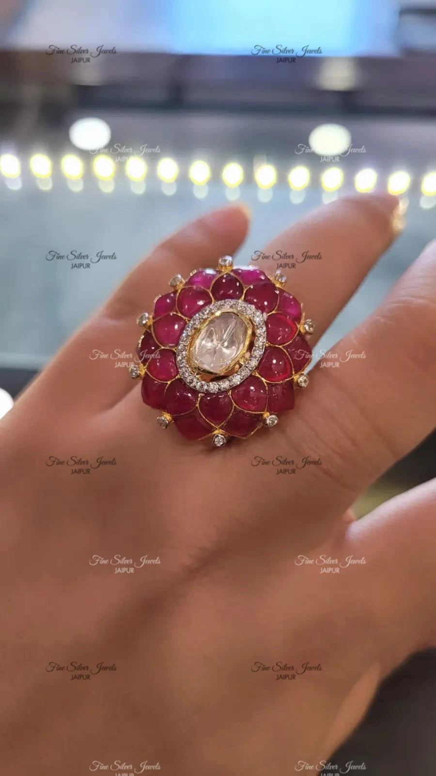 925 Silver Noor Polki Ring finesilverjewels