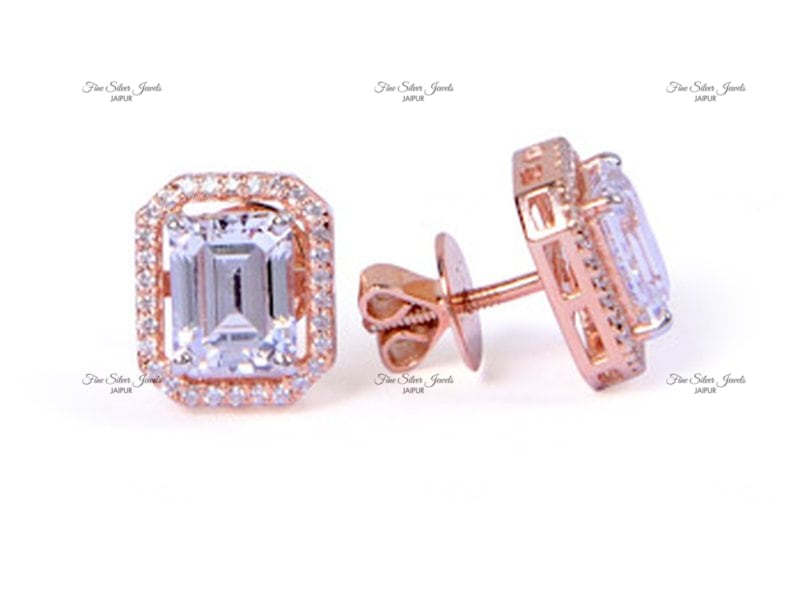 EMERALD CUT SOLITAIRE EARRINGS finesilverjewels
