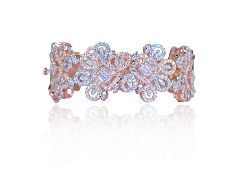 Rose Gold Swarovski Crystal Bar Bracelet – namana.london