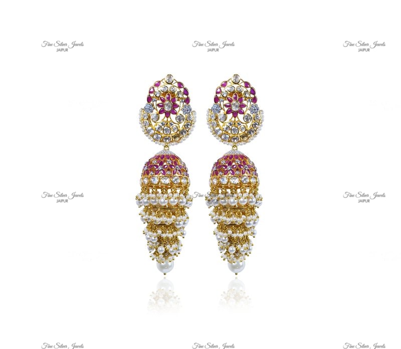 RUBY POLKI JHUMKA EARRINGS finesilverjewels