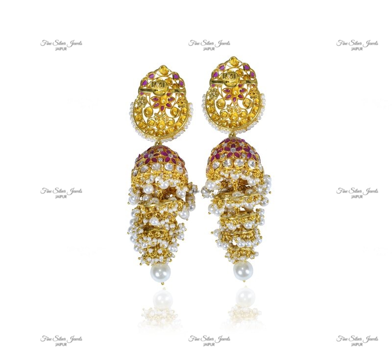 RUBY POLKI JHUMKA EARRINGS finesilverjewels