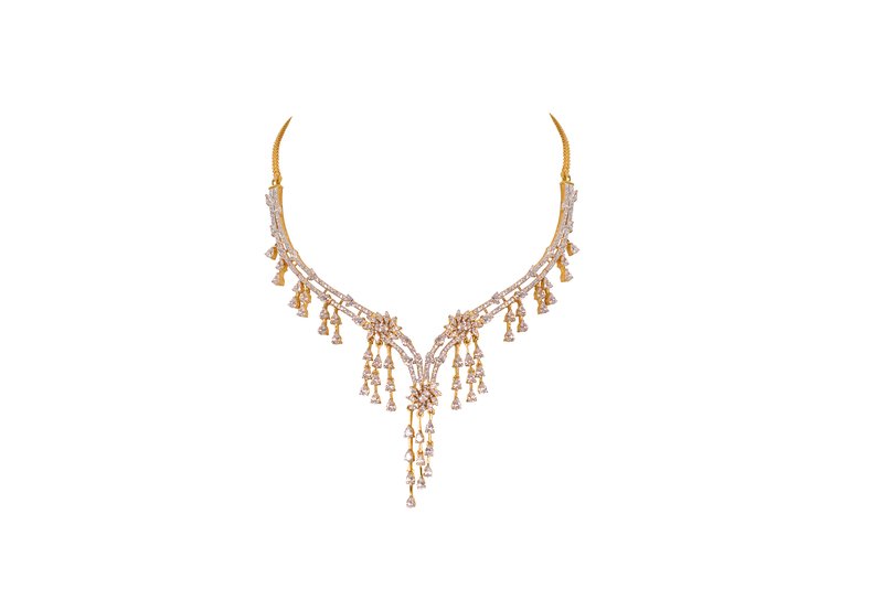 Krystal Couture Luxury V Shaped Pendant Necklace in White Gold Embellished  with Swarovski Crystals in Gold | EziBuy Australia