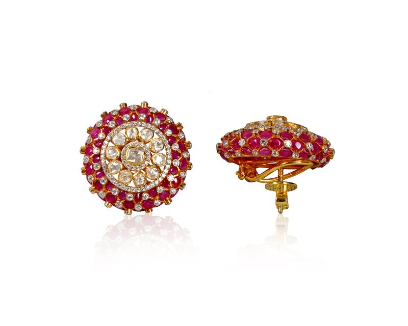 Polki Diamond Ruby Pearl Gemstone Earring 925 Sterling Silver Jewelry For  Gift | eBay