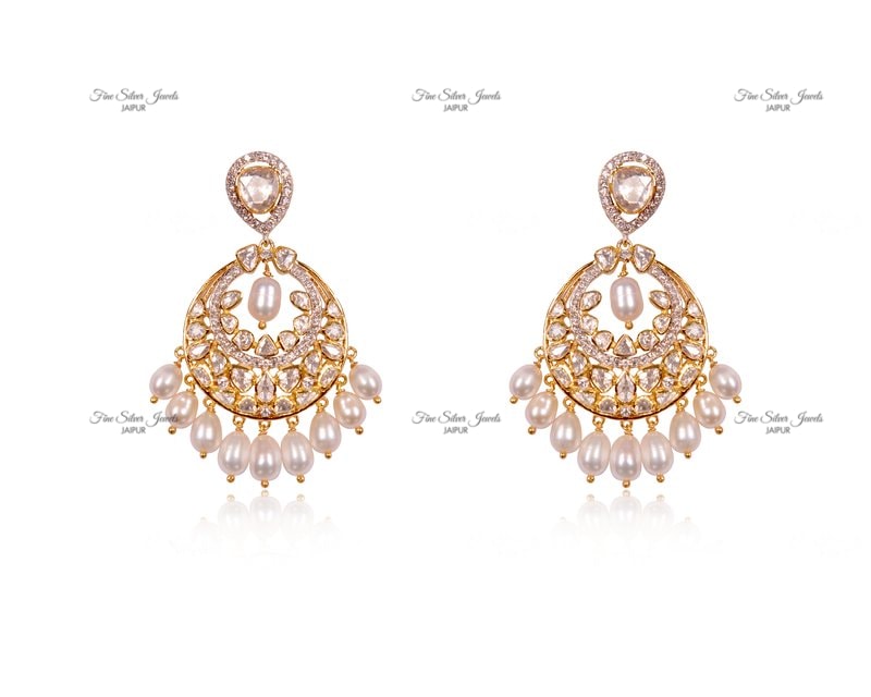 WHITE PEARLS CHANDBALI finesilverjewels