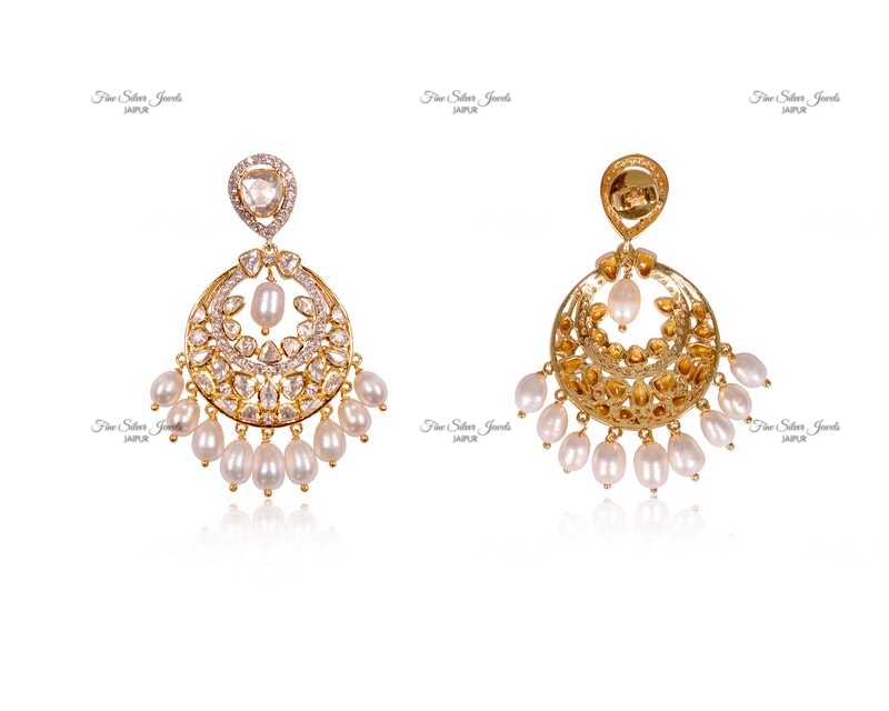 WHITE PEARLS CHANDBALI finesilverjewels
