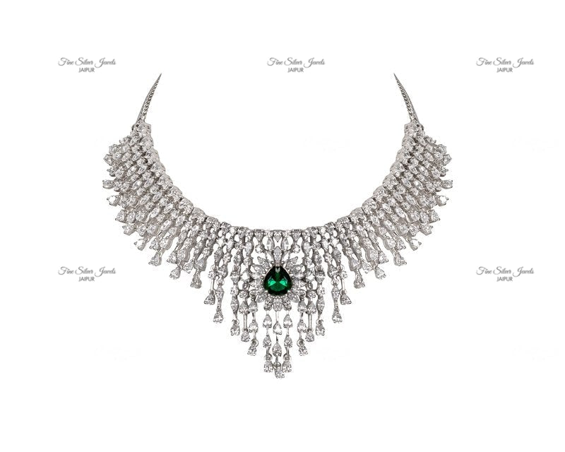 SWAROVSKI NECKLACE WITH GREEN RUSSIAN STONE finesilverjewels