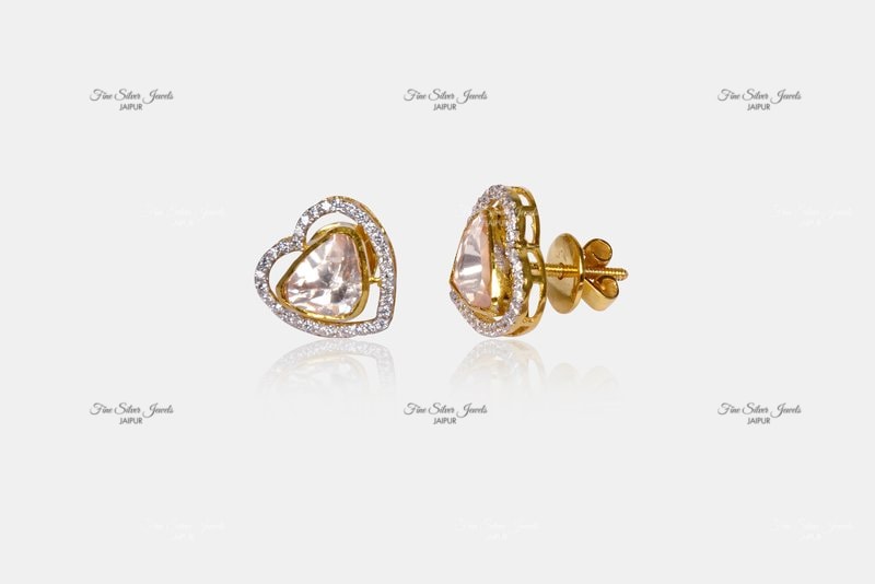 HEART POLKI EARRINGS finesilverjewels